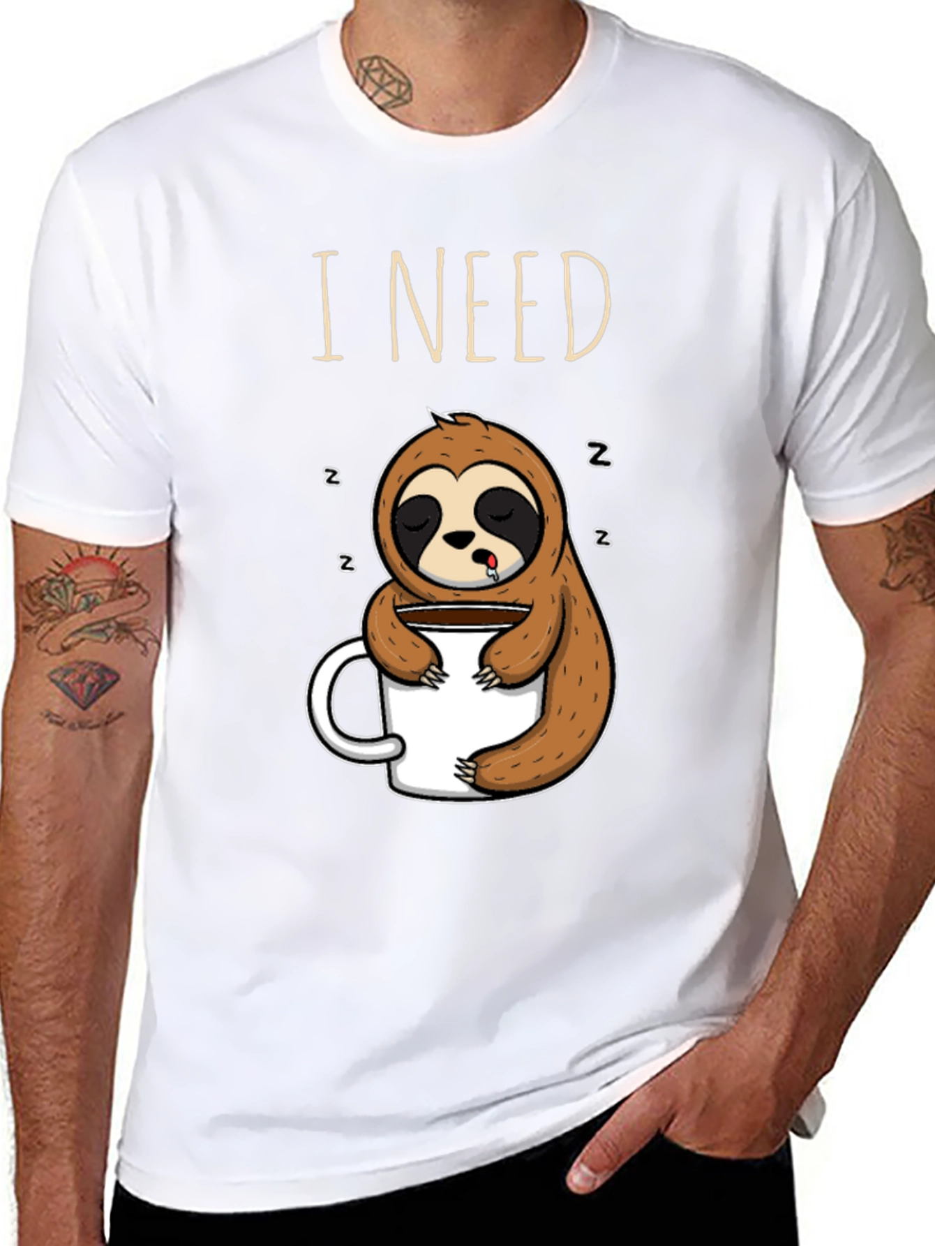 I Need Coffee Sloth T-Shirt