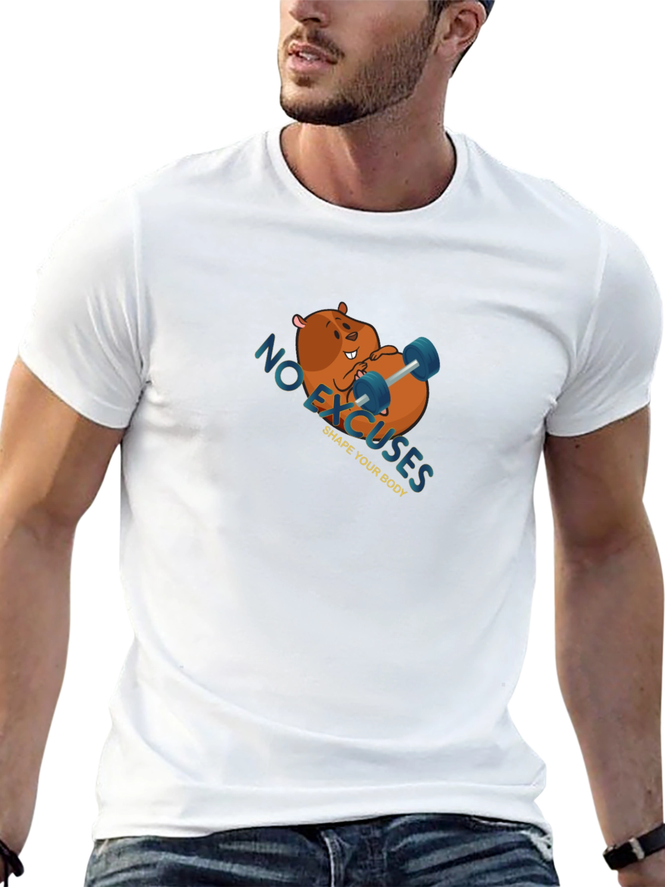 Funny Workout Beaver T-Shirt - No Excuses!