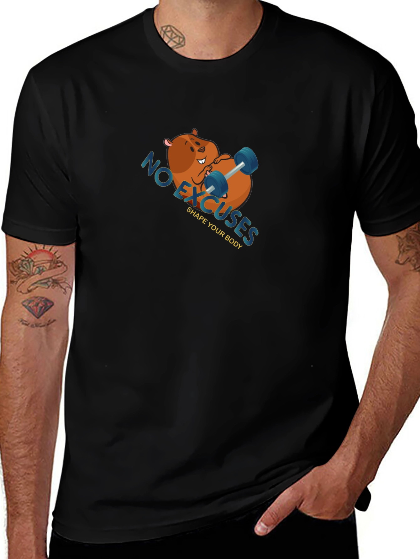 Funny Workout Beaver T-Shirt - No Excuses!