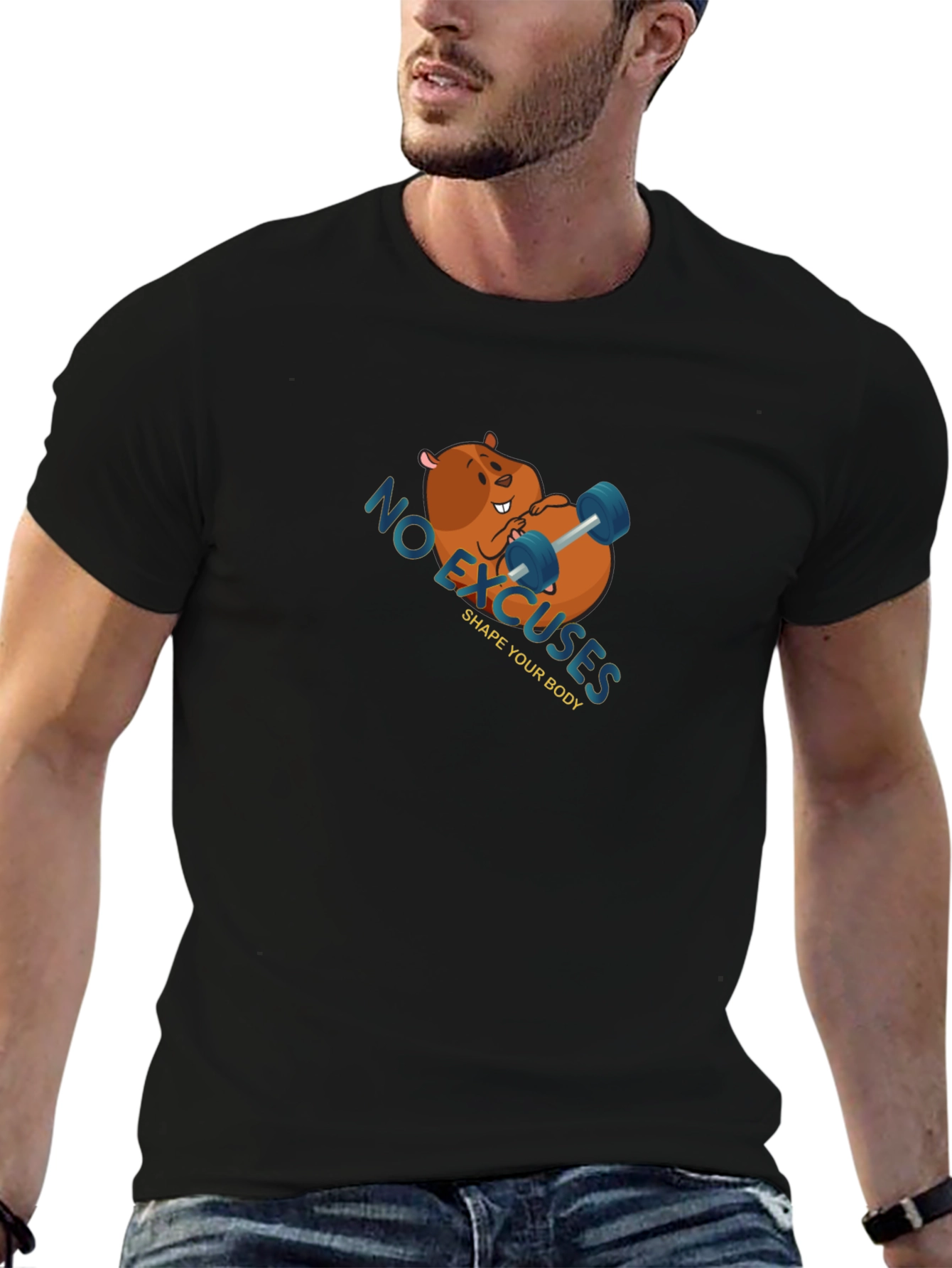 Funny Workout Beaver T-Shirt - No Excuses!