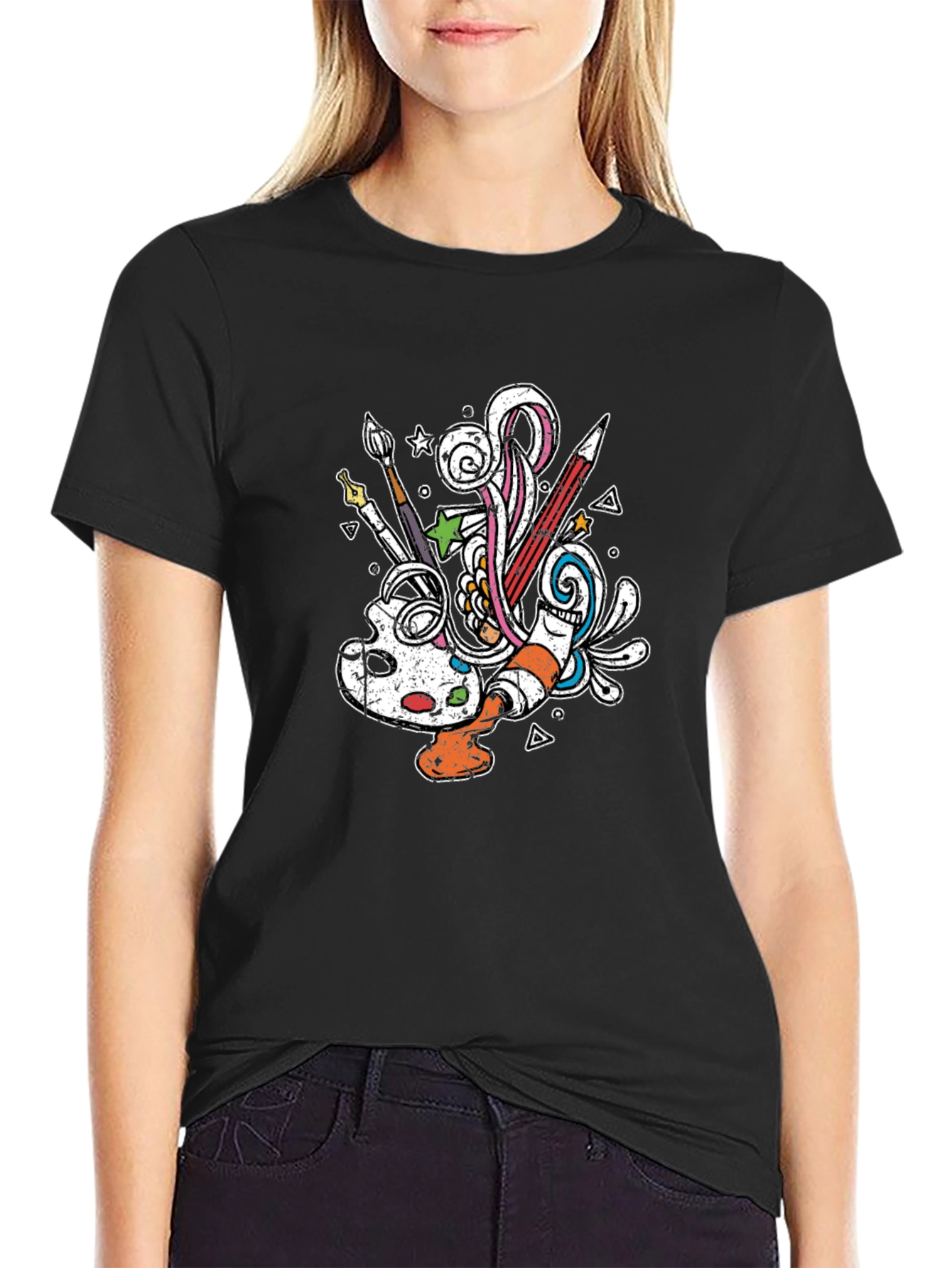 Artistic Doodle Graphic Tee - Creative Expression T-Shirt