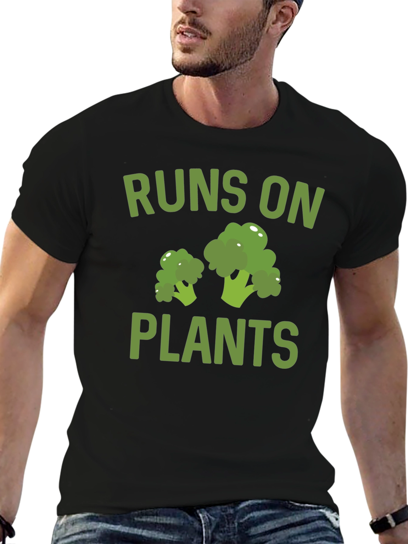 Runs on Plants T-Shirt - Vegan Broccoli Tee