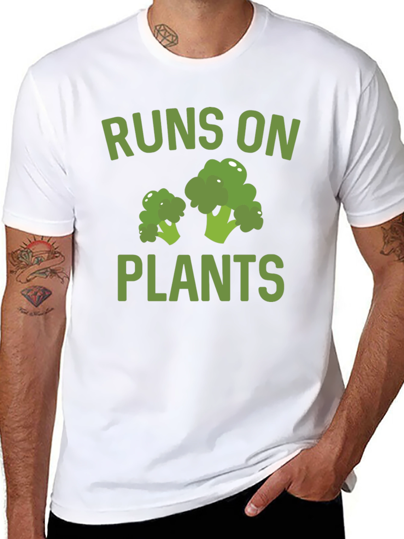 Runs on Plants T-Shirt - Vegan Broccoli Tee