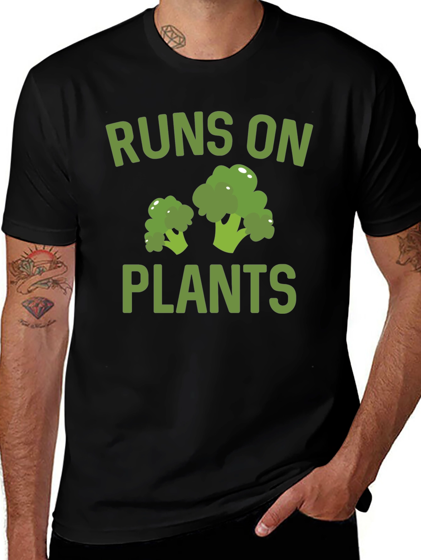 Runs on Plants T-Shirt - Vegan Broccoli Tee
