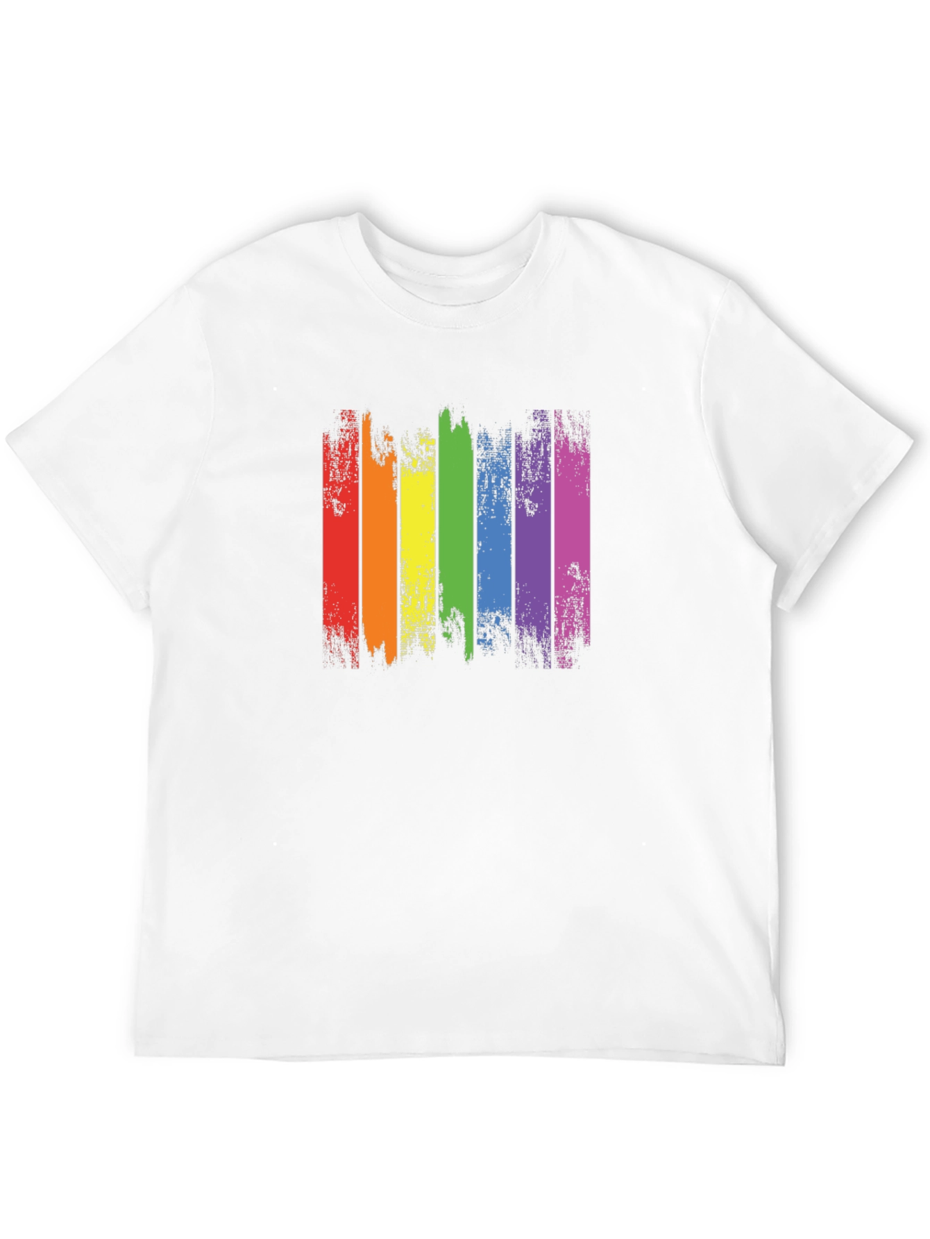 Distressed Rainbow Pride Graphic Tee - Black Cotton T-Shirt