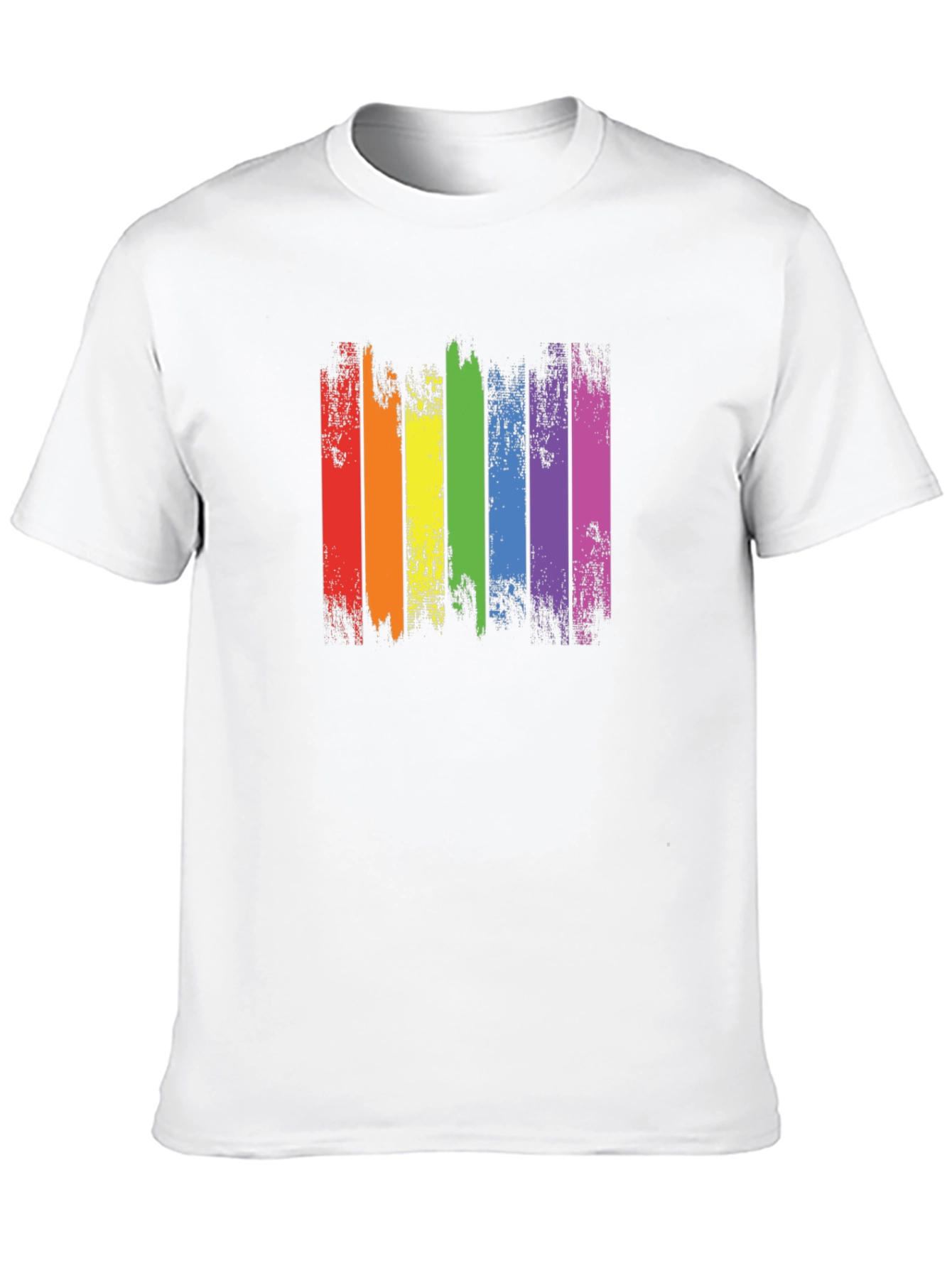 Distressed Rainbow Pride Graphic Tee - Black Cotton T-Shirt