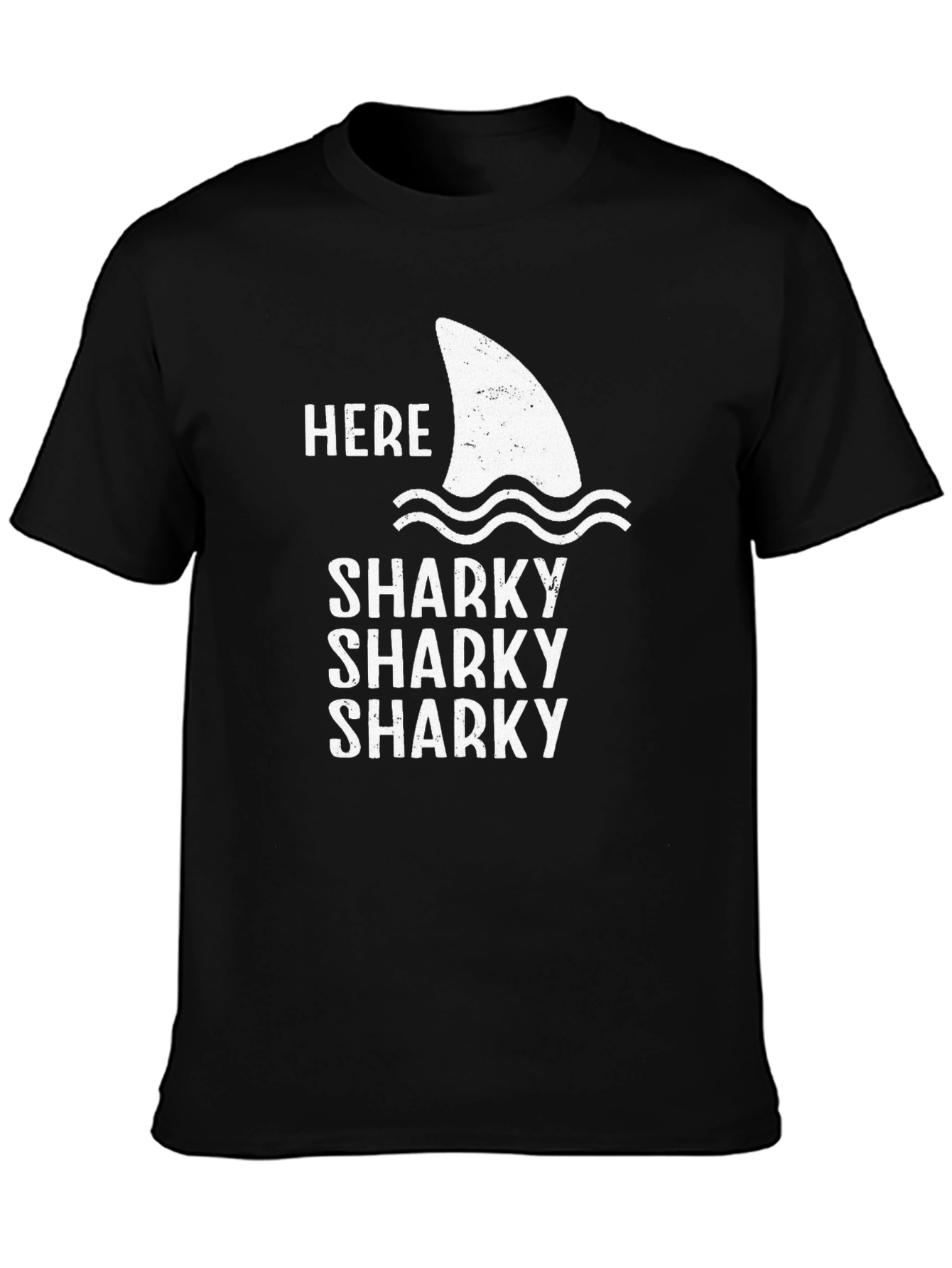 Here Sharky Sharky Sharky Black T-Shirt