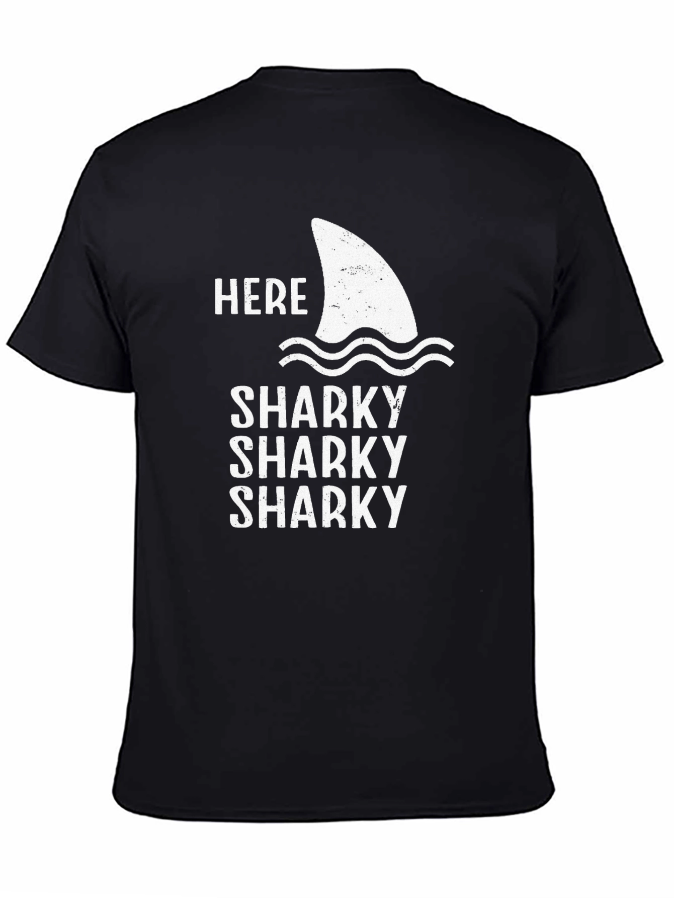 Here Sharky Sharky Sharky Black T-Shirt