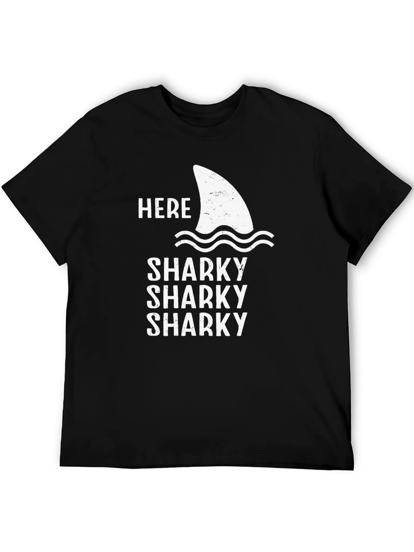 Here Sharky Sharky Sharky Black T-Shirt