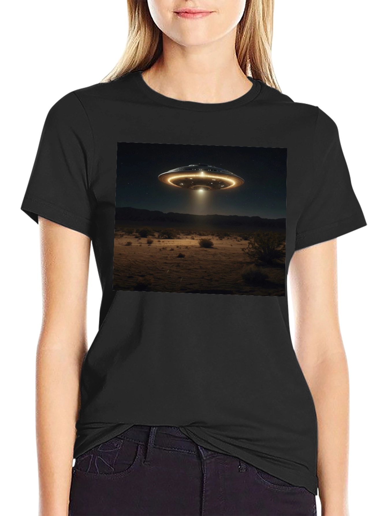 UFO Abduction Graphic Tee - Black
