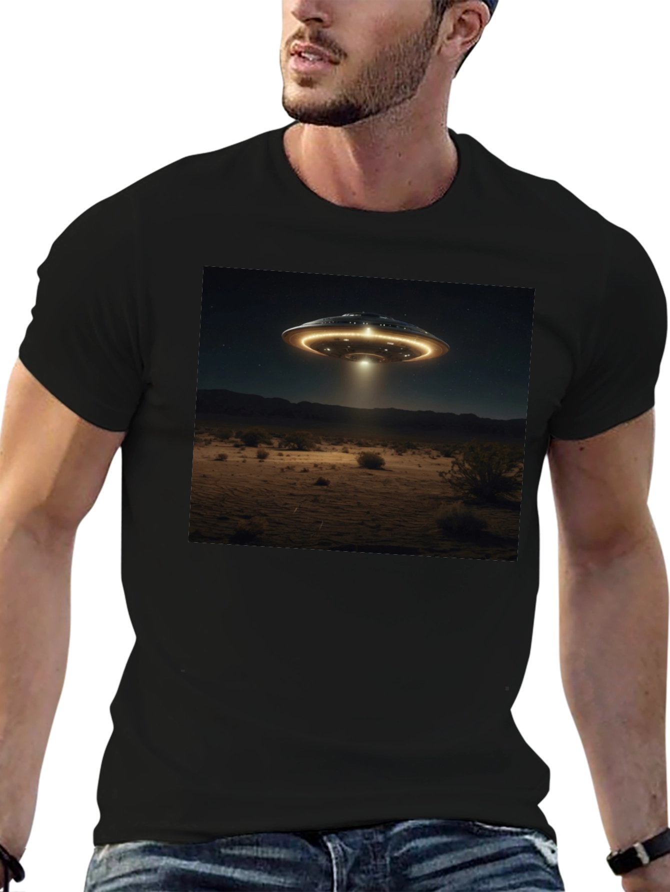 UFO Abduction Graphic Tee - Black