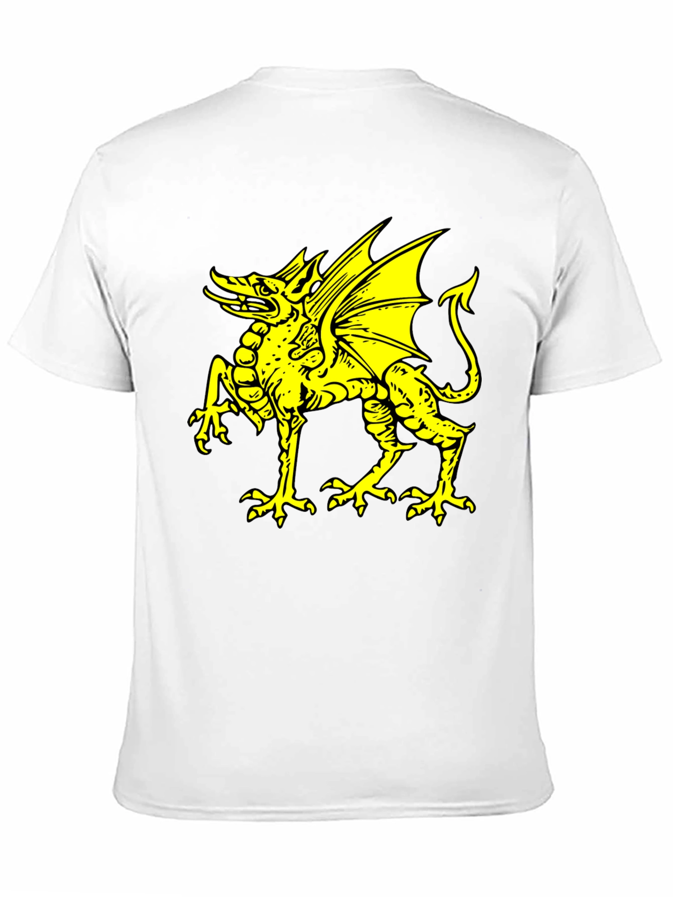 Black T-Shirt with Yellow Dragon Graphic