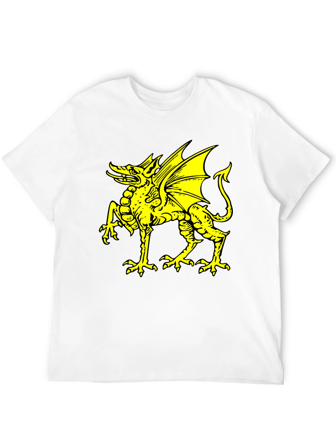 Black T-Shirt with Yellow Dragon Graphic