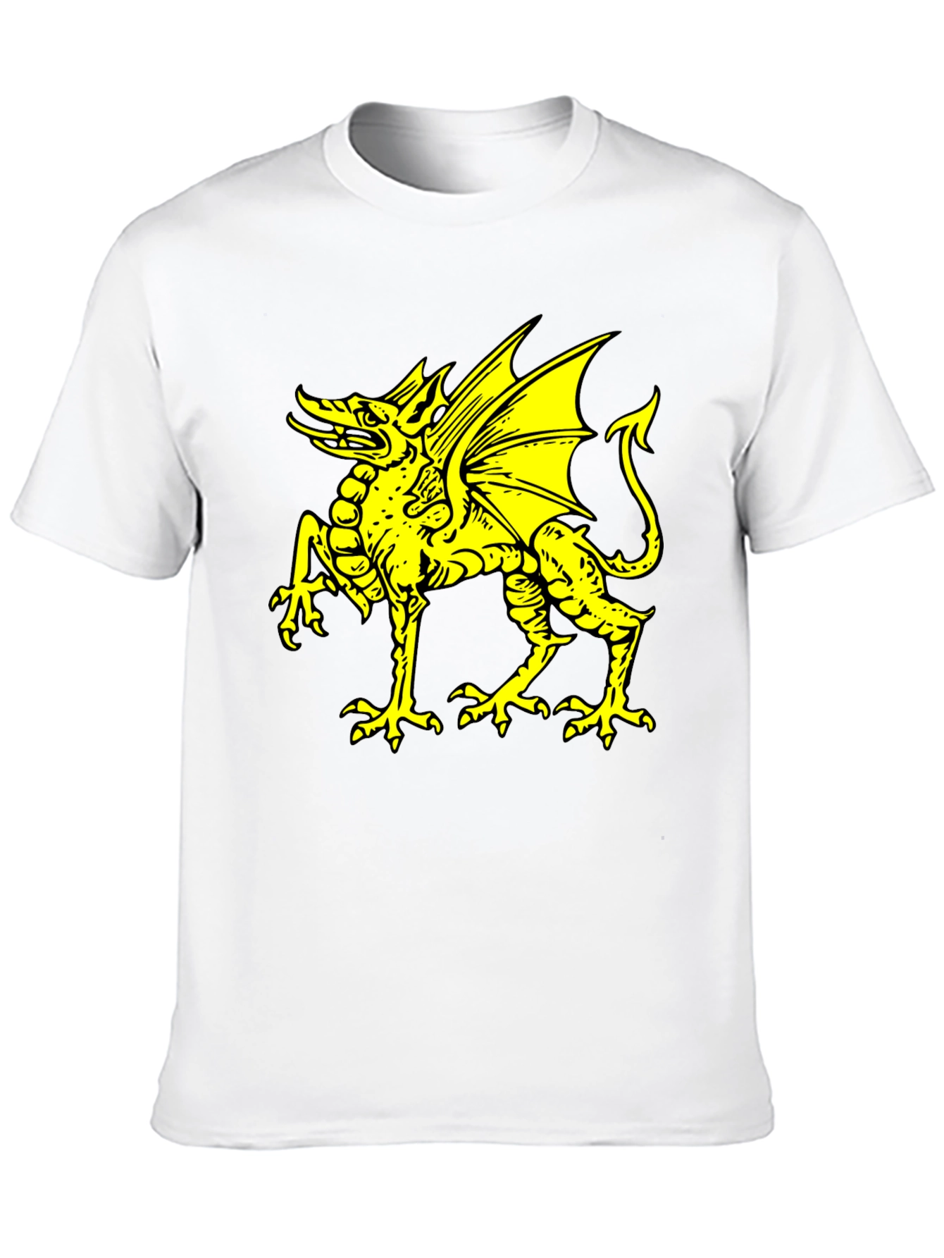 Black T-Shirt with Yellow Dragon Graphic