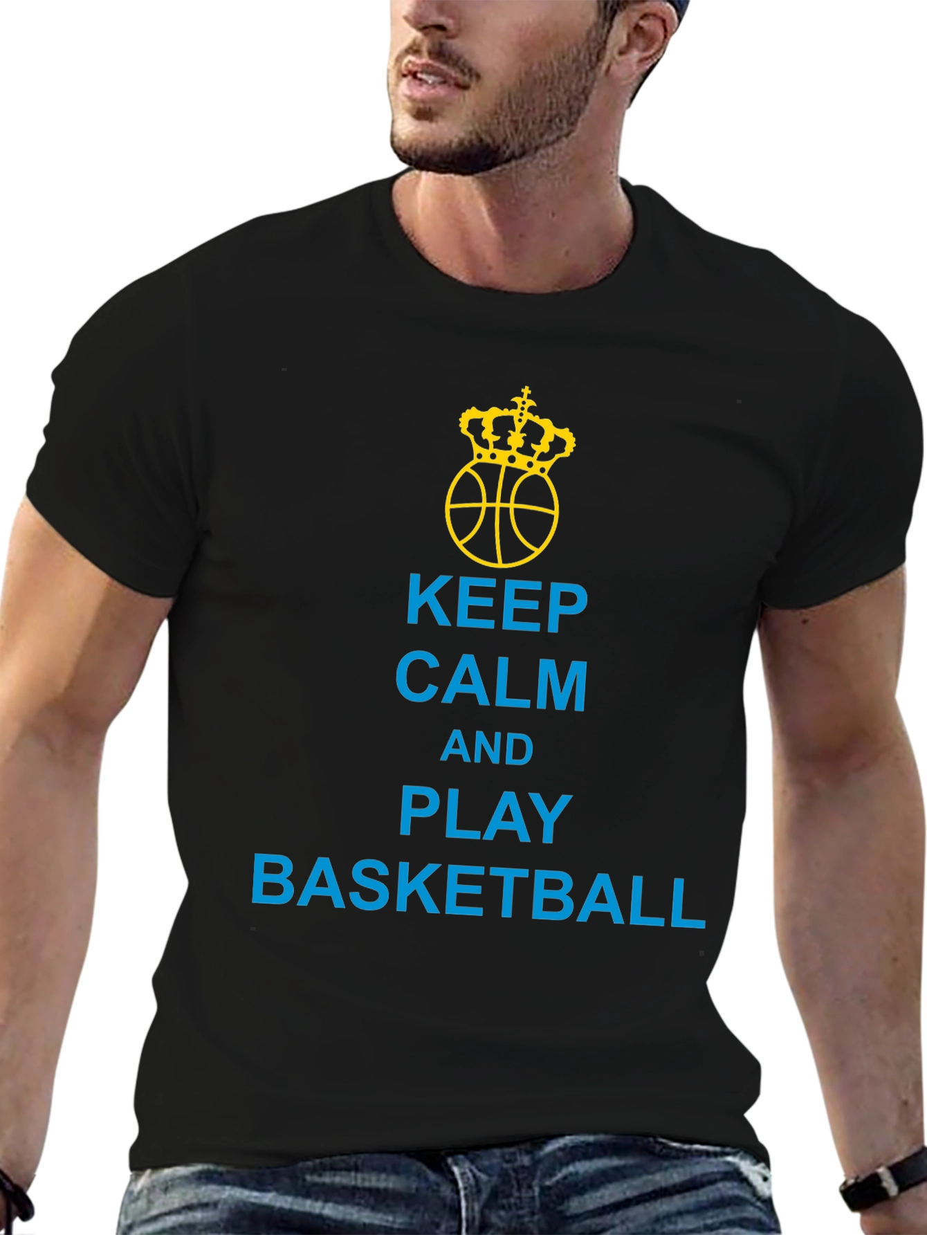 Keep Calm and Play Basketball Black T-Shirt