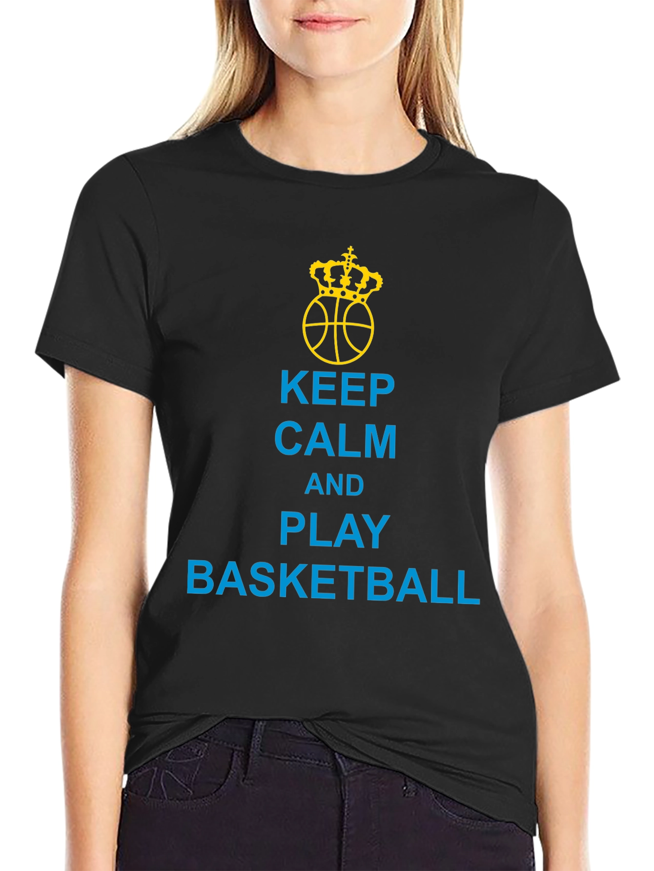 Keep Calm and Play Basketball Black T-Shirt