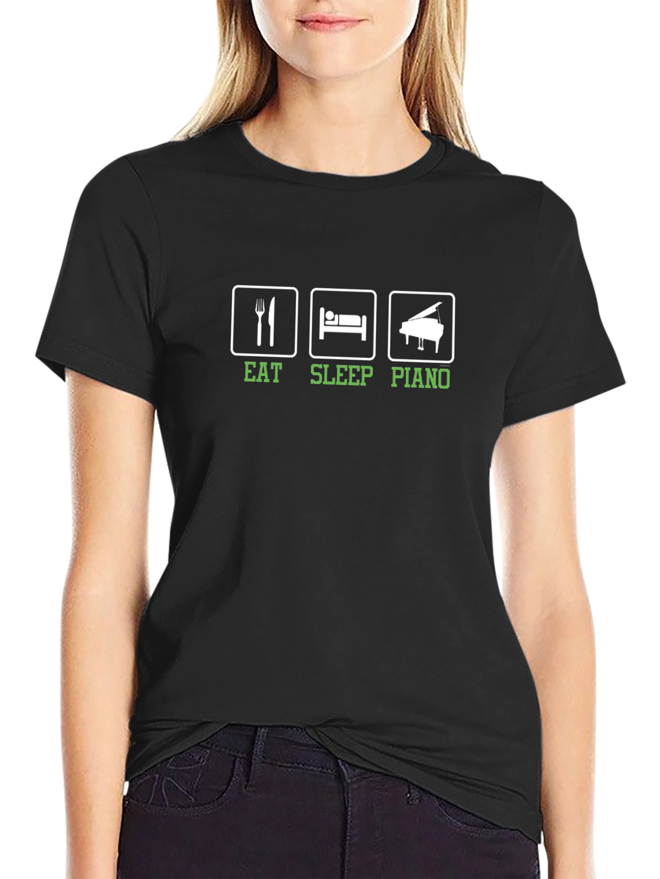 Eat Sleep Piano Black T-Shirt