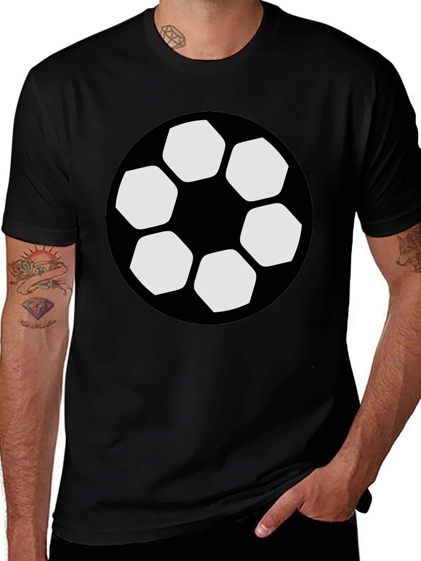 Soccer Ball Graphic Black T-Shirt