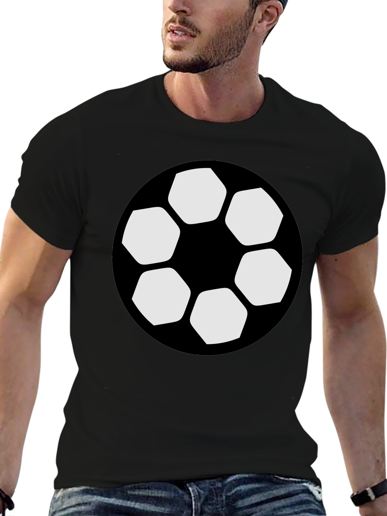Soccer Ball Graphic Black T-Shirt