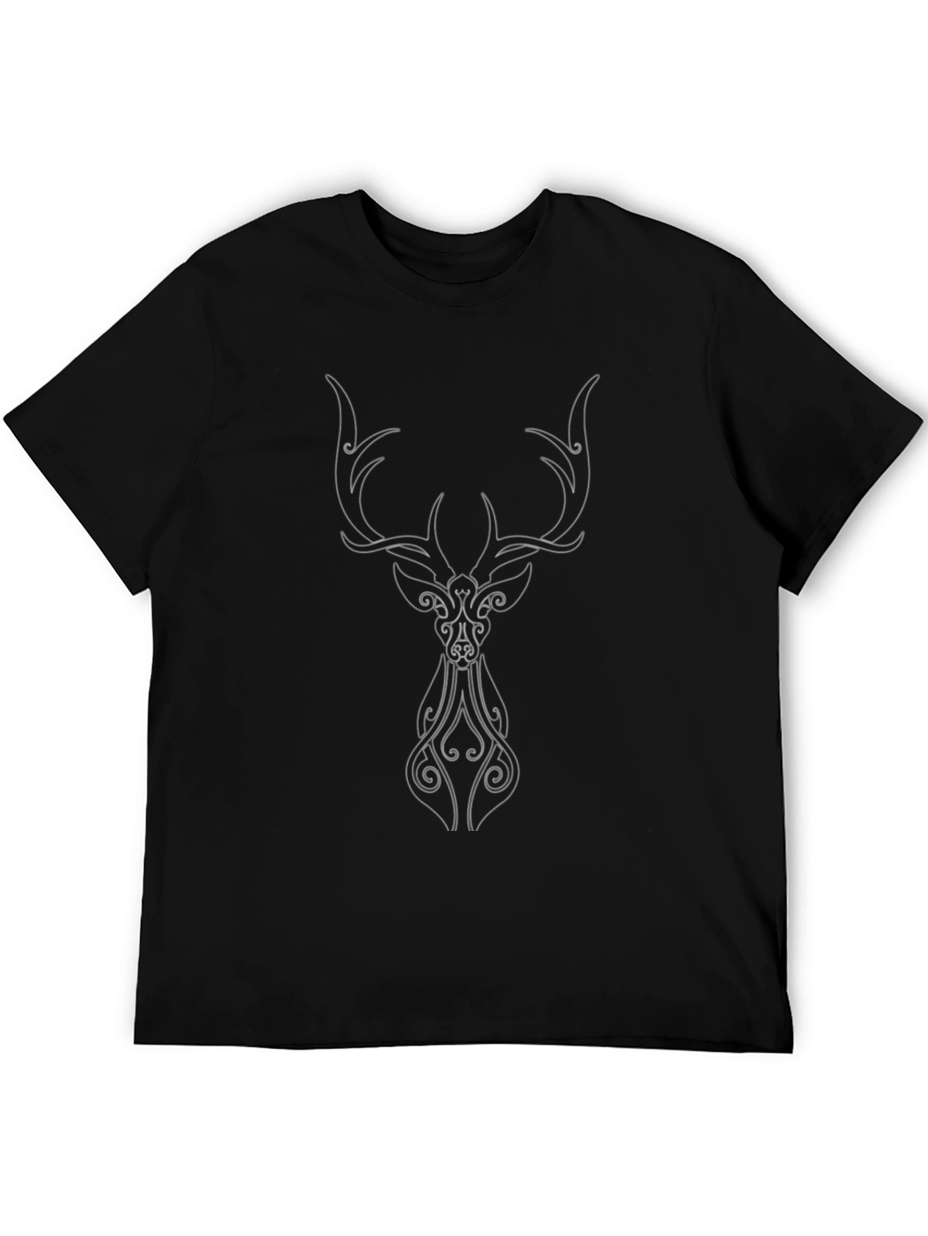 Tribal Deer Head Black T-Shirt