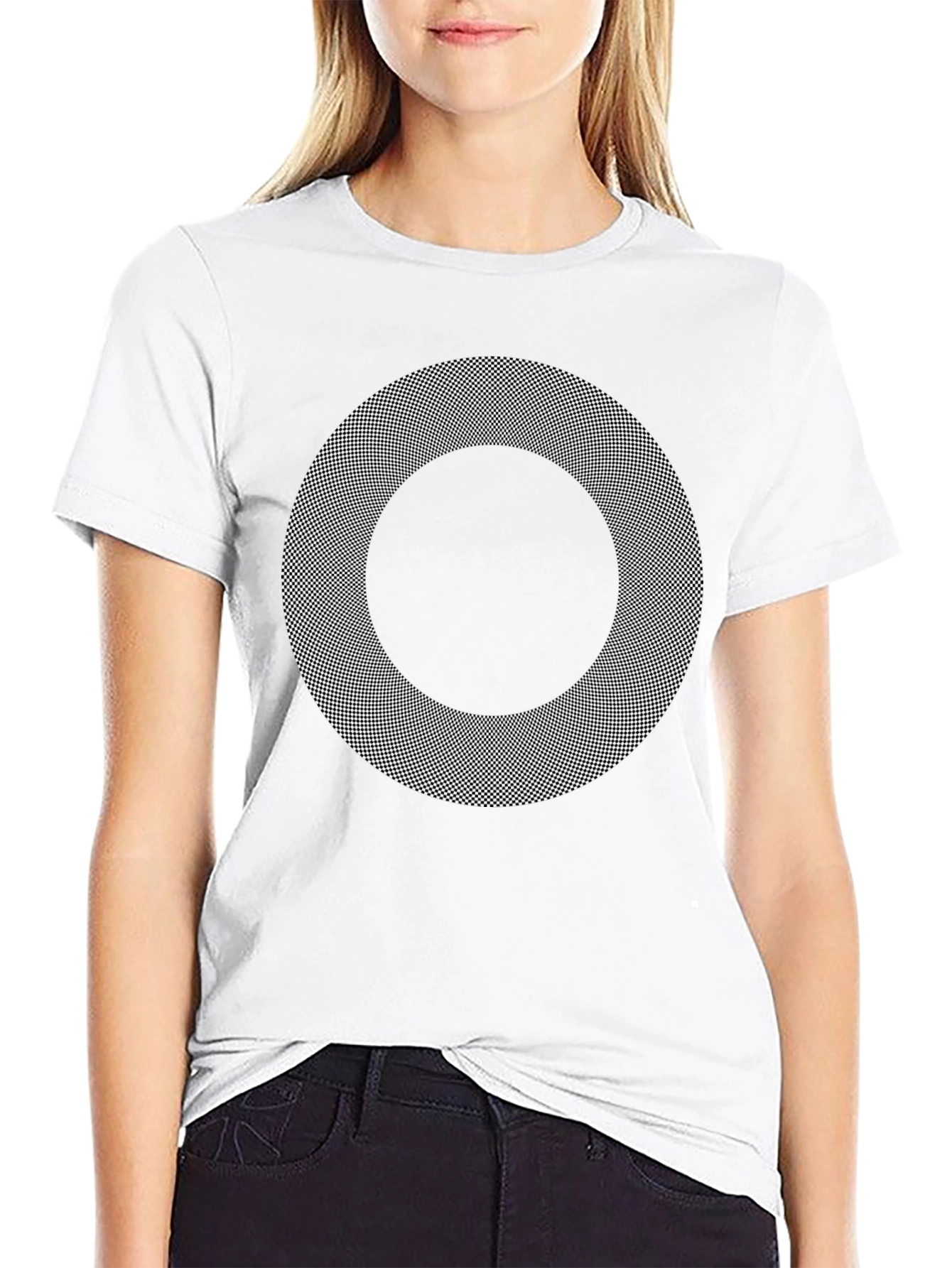 Optical Illusion Graphic Print Black T-Shirt