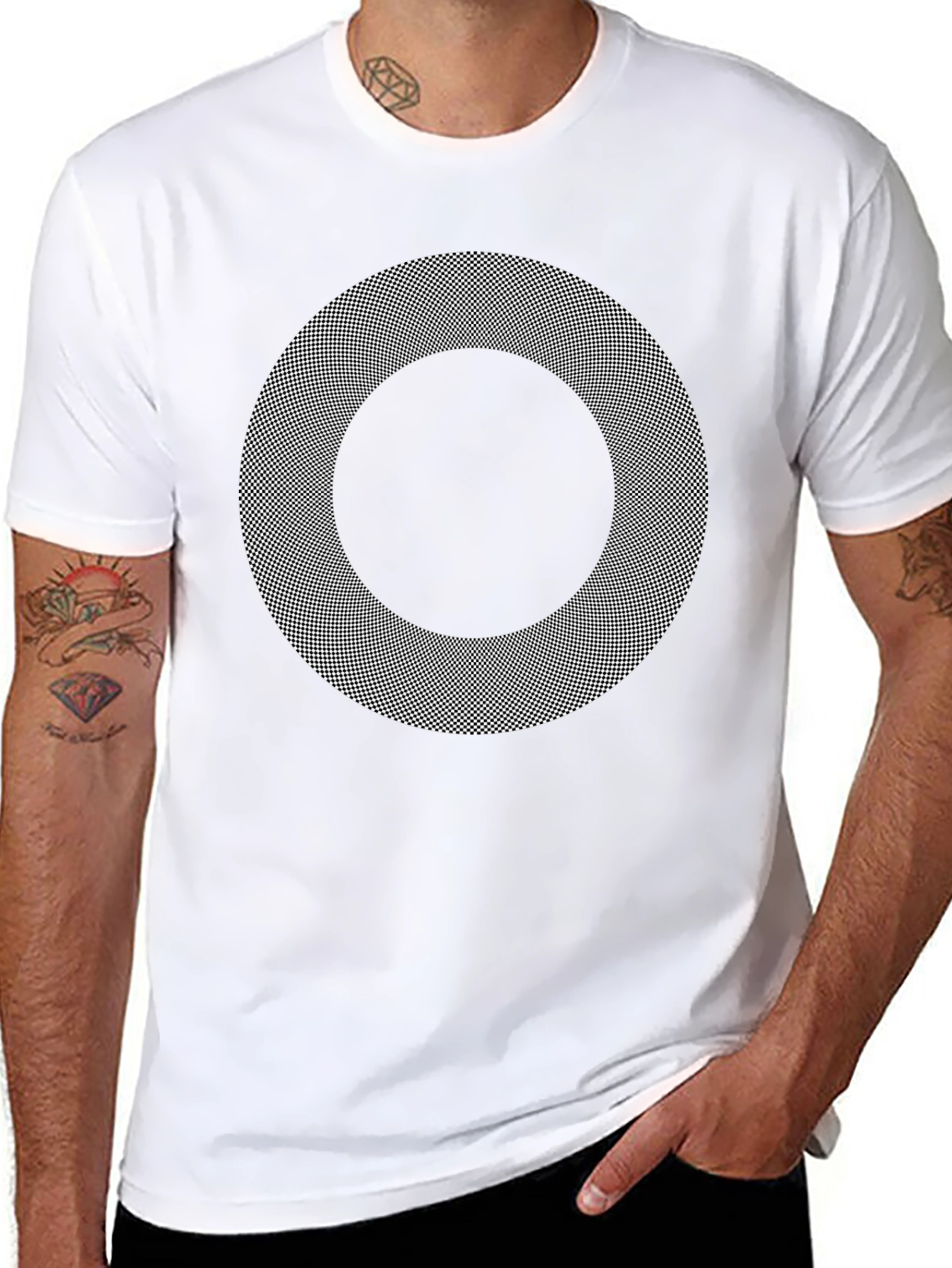 Optical Illusion Graphic Print Black T-Shirt