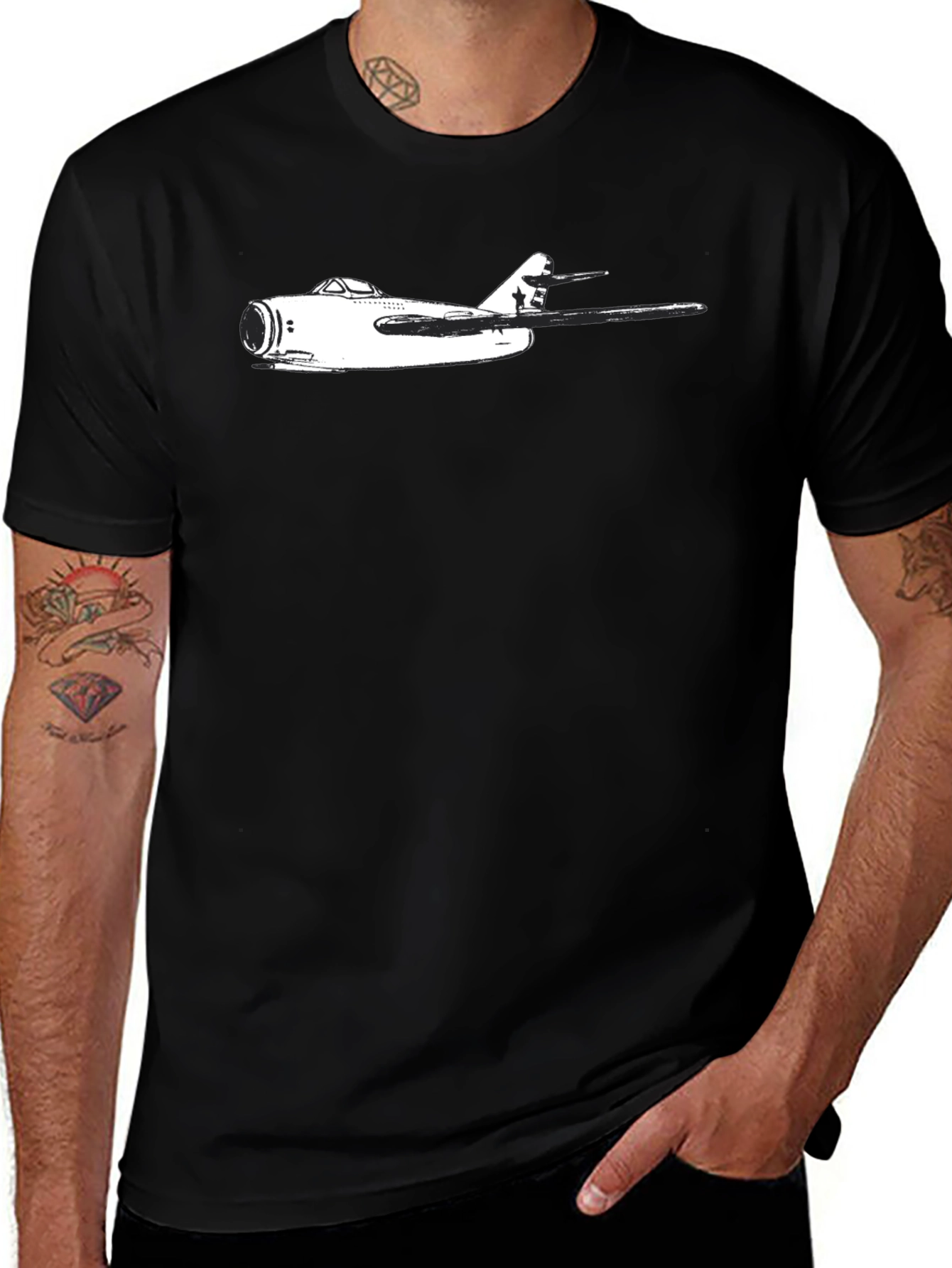 Black MiG-15 Jet T-Shirt - Classic Aviation Style