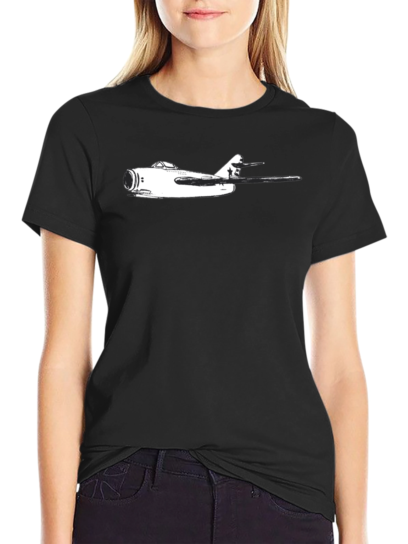 Black MiG-15 Jet T-Shirt - Classic Aviation Style