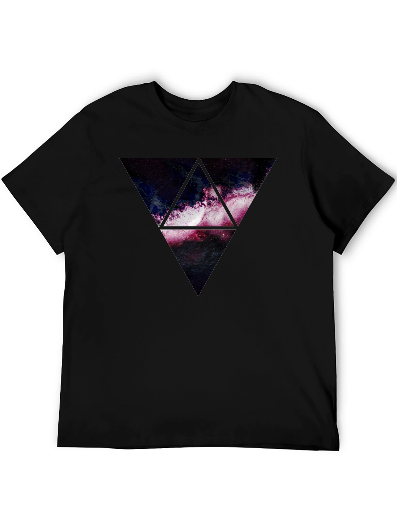 Galaxy Triangle Graphic Print T-Shirt - Black