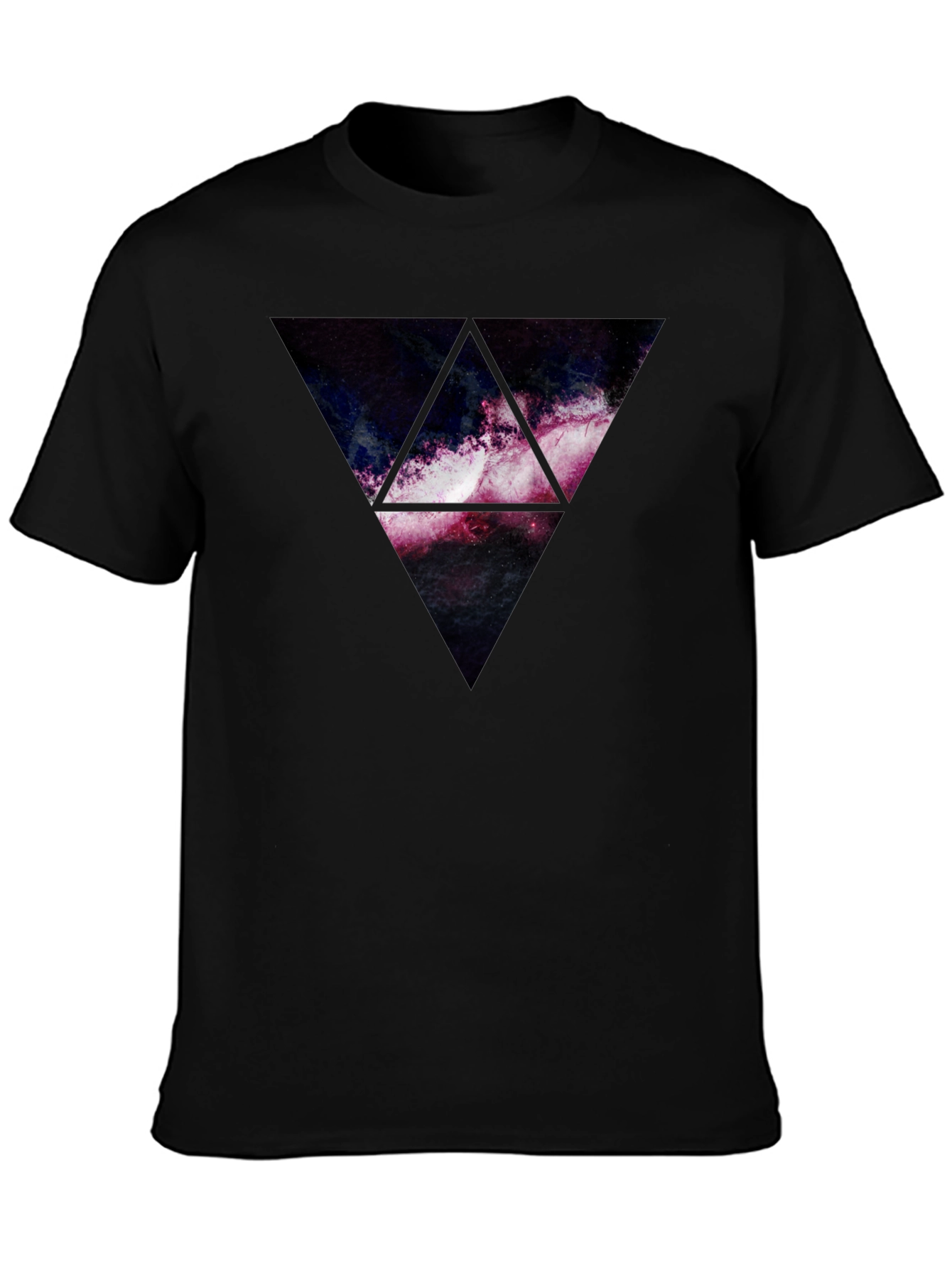 Galaxy Triangle Graphic Print T-Shirt - Black
