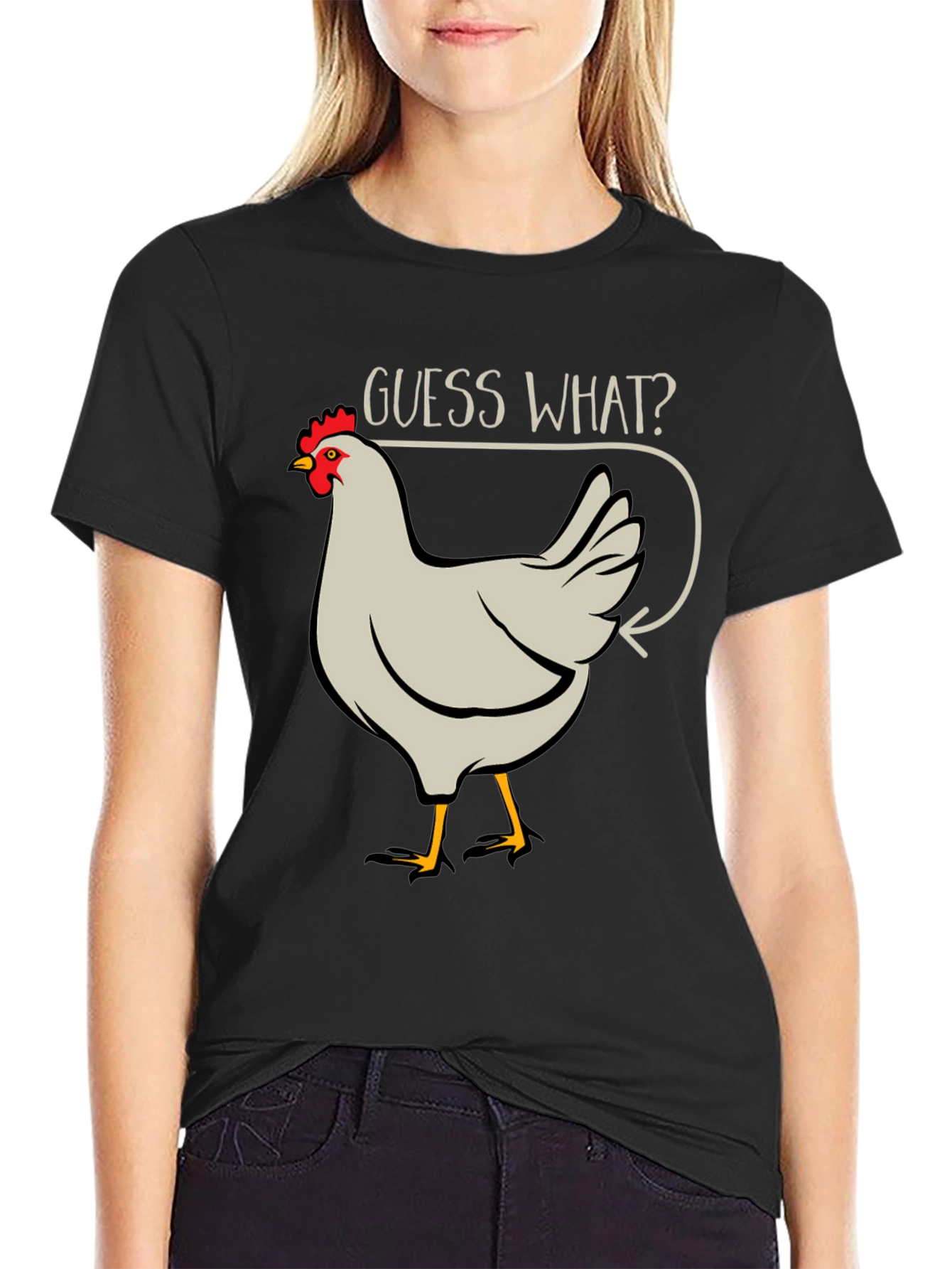 Guess What? Chicken Butt Mens Black T-Shirt