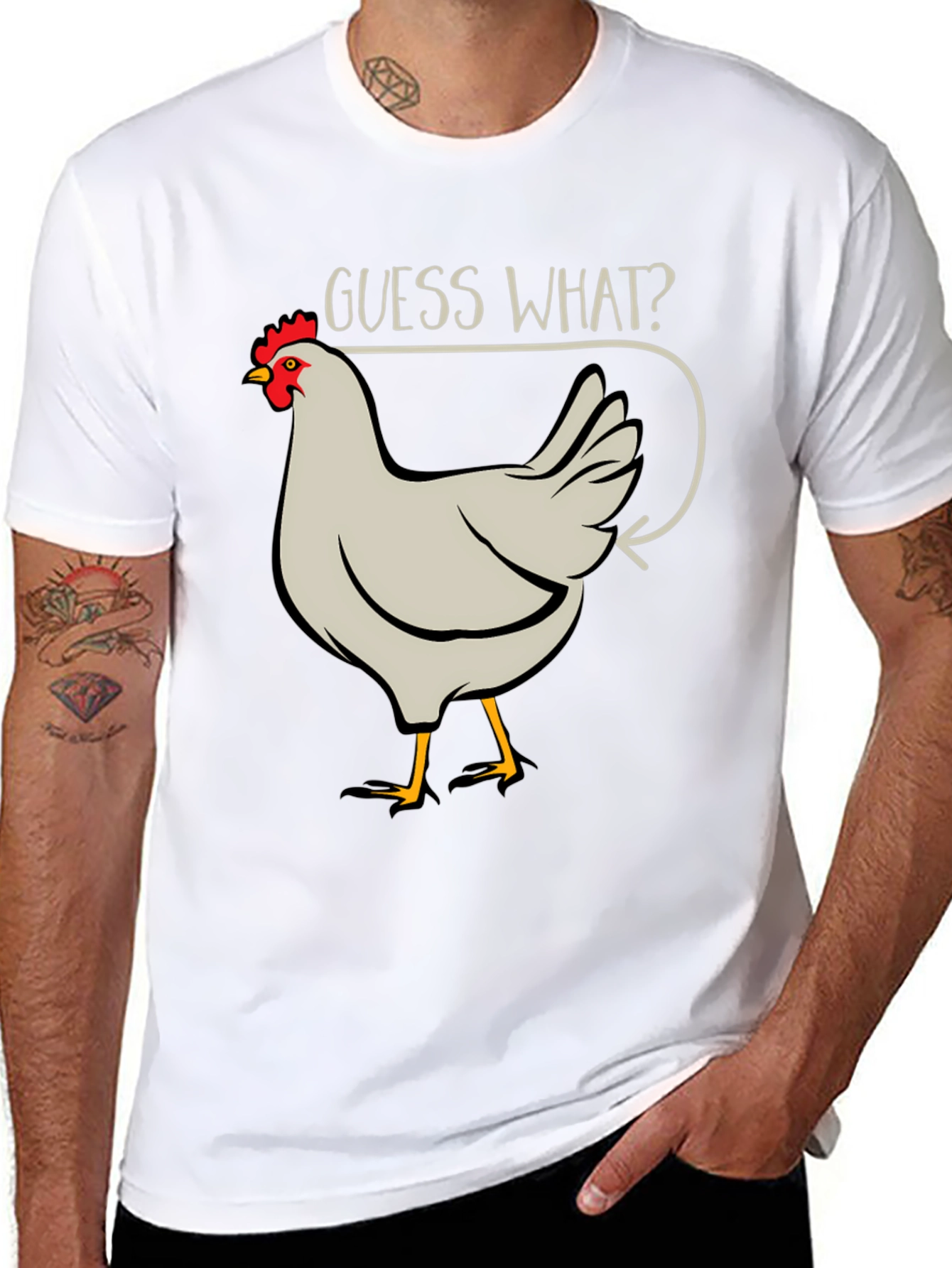 Guess What? Chicken Butt Mens Black T-Shirt