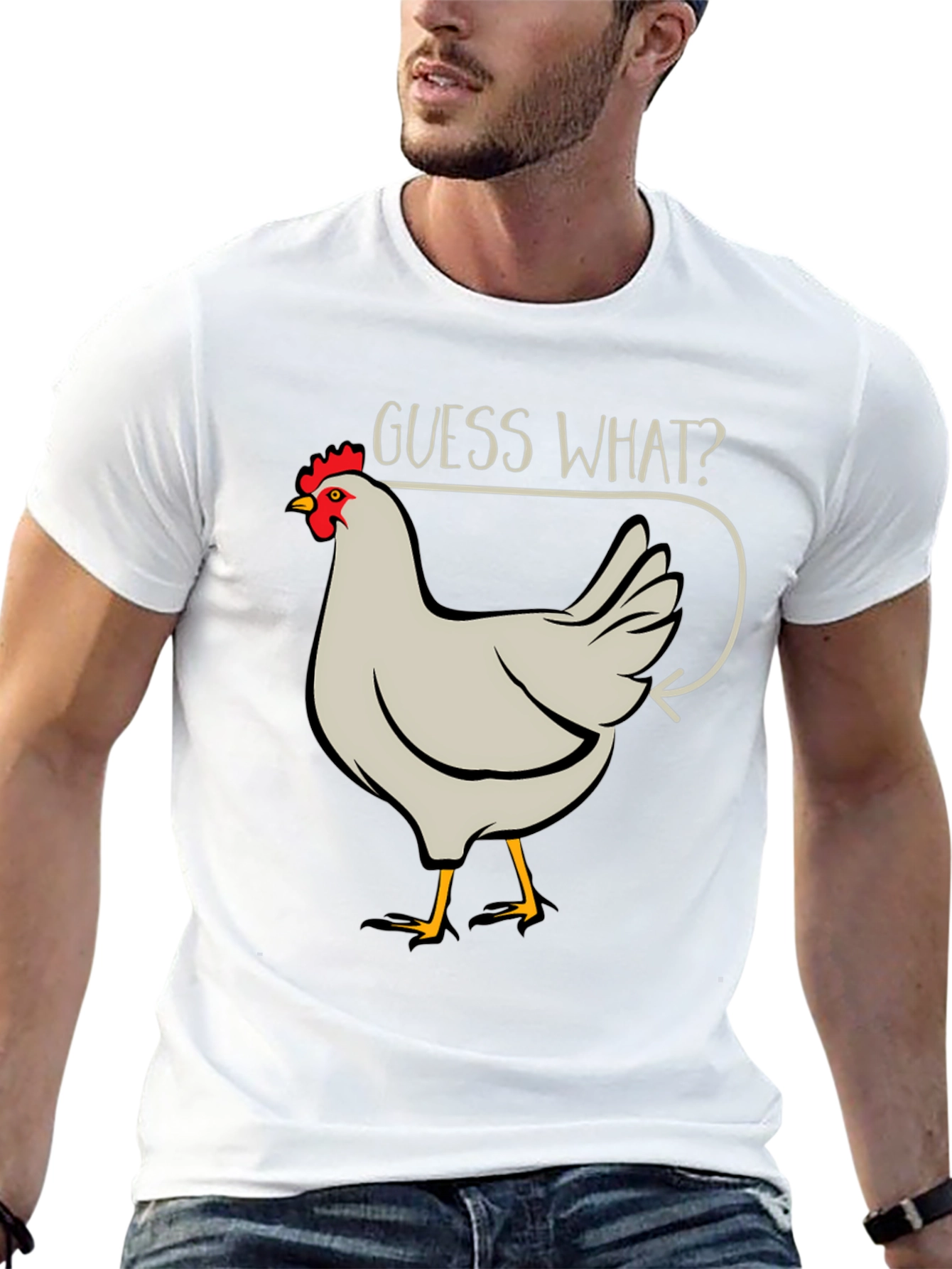 Guess What? Chicken Butt Mens Black T-Shirt