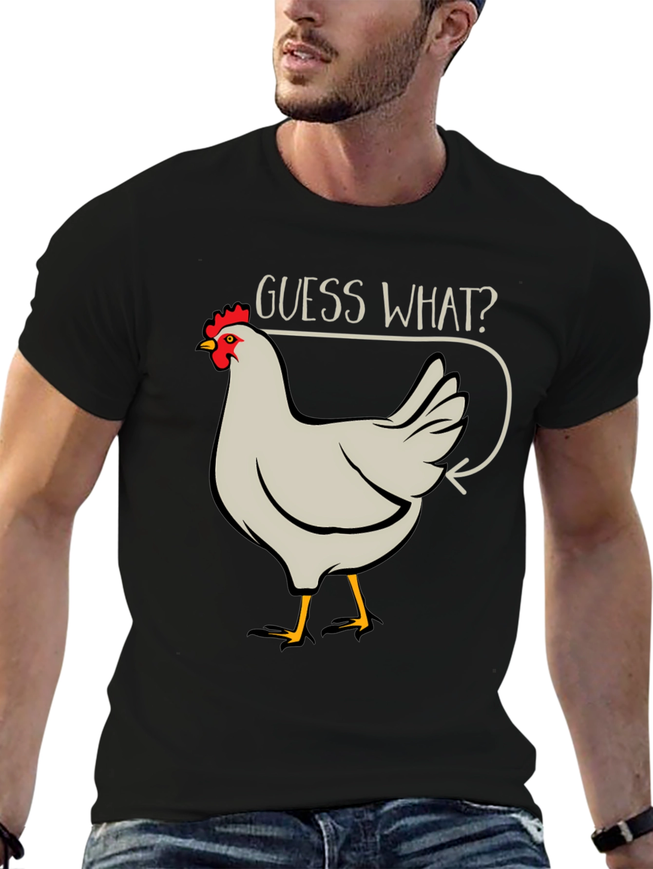 Guess What? Chicken Butt Mens Black T-Shirt
