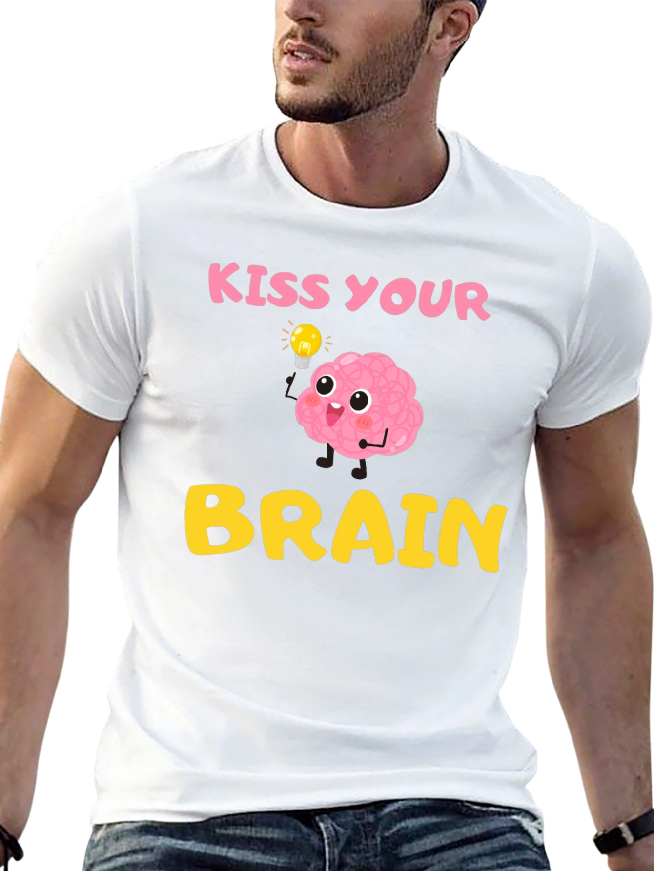 Kiss Your Brain T-Shirt - Funny Brain Cartoon Tee