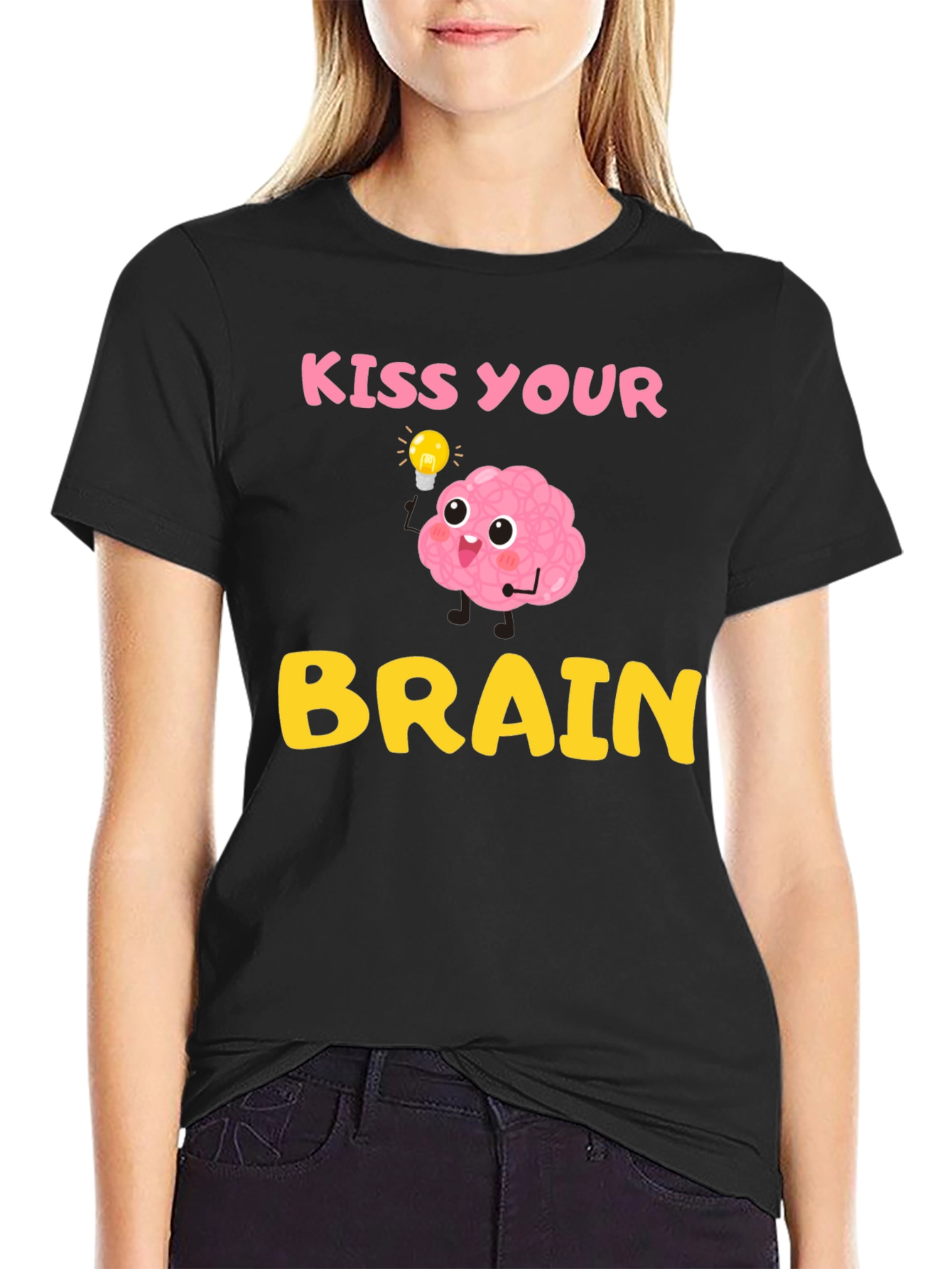 Kiss Your Brain T-Shirt - Funny Brain Cartoon Tee