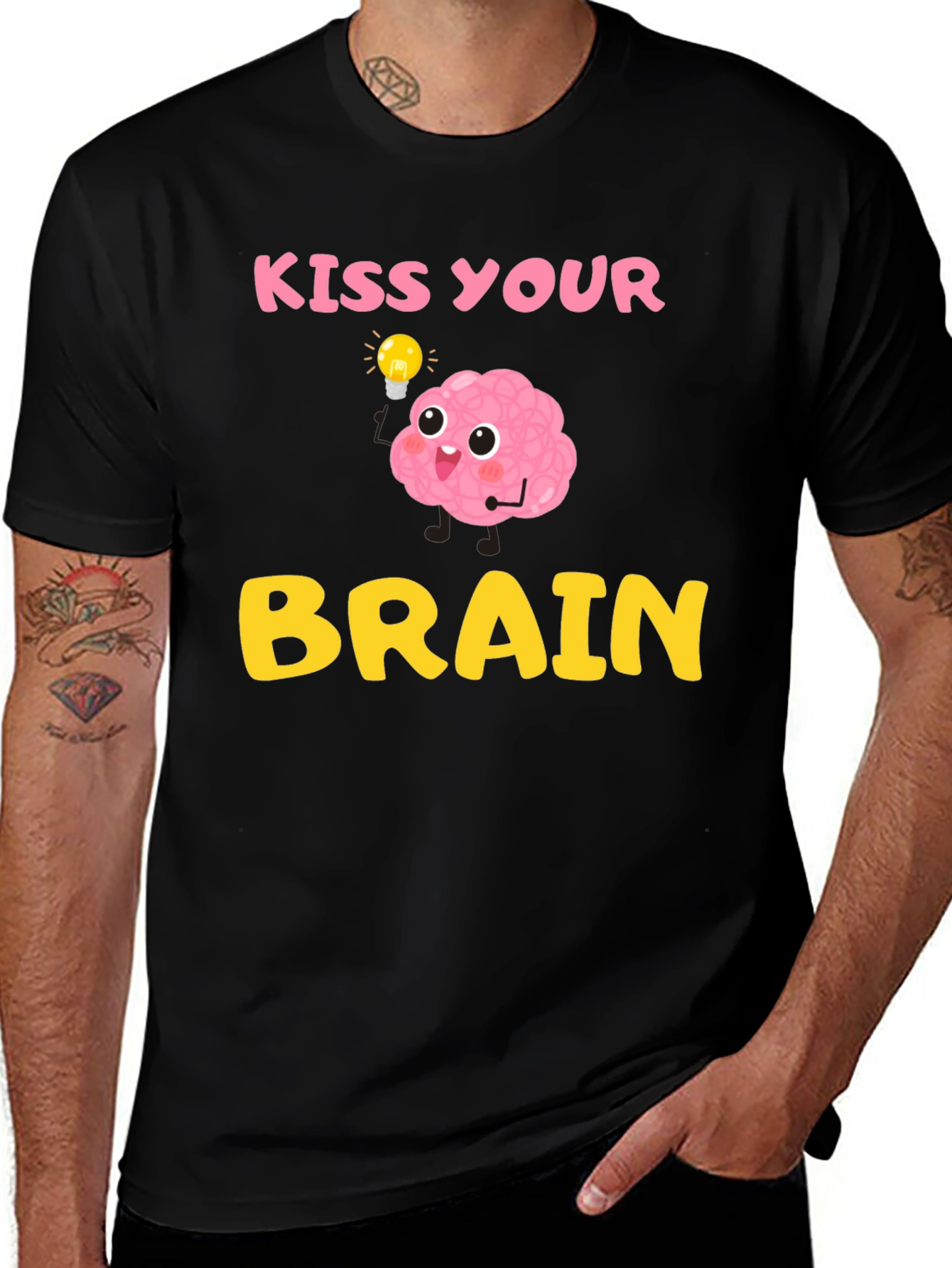 Kiss Your Brain T-Shirt - Funny Brain Cartoon Tee