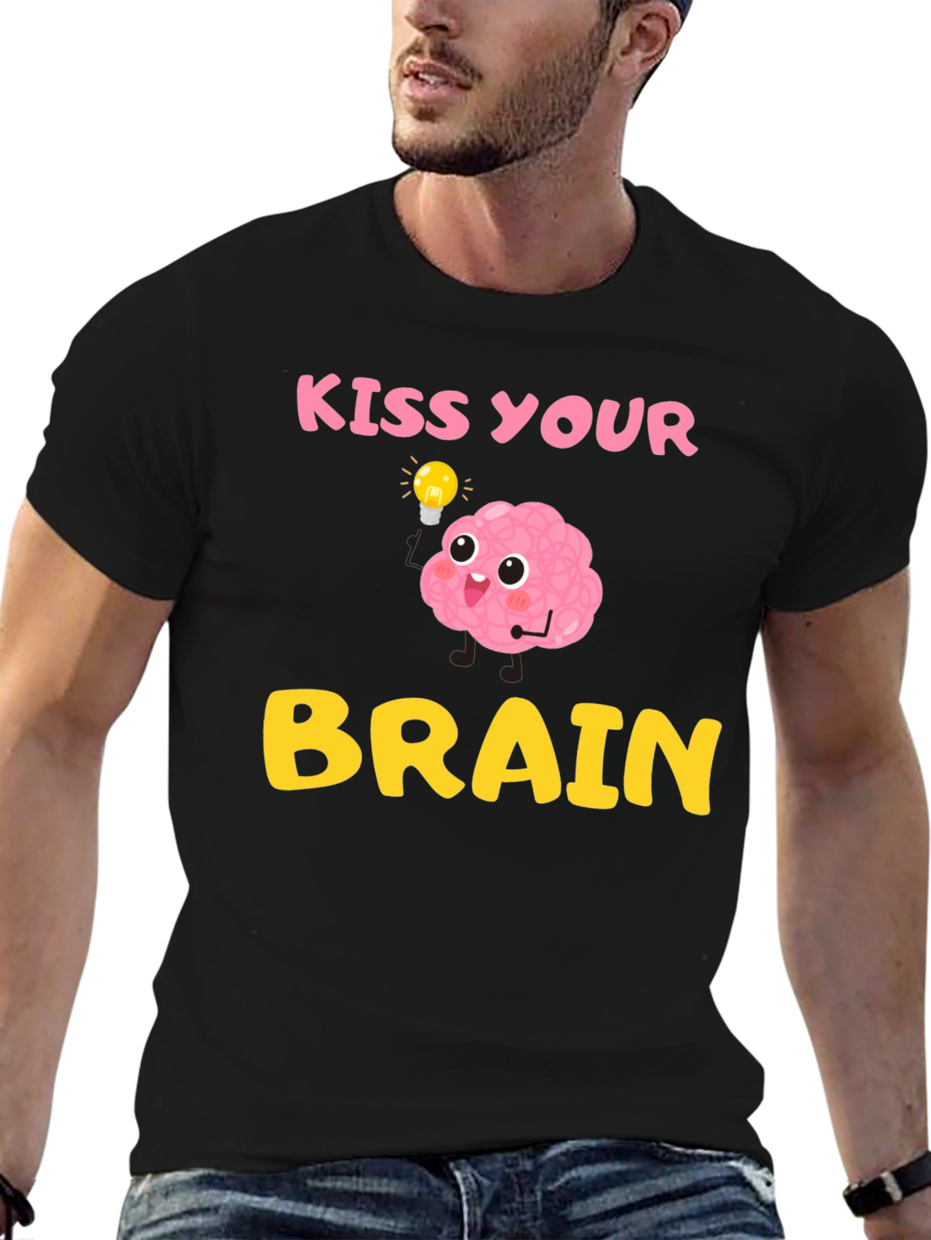 Kiss Your Brain T-Shirt - Funny Brain Cartoon Tee