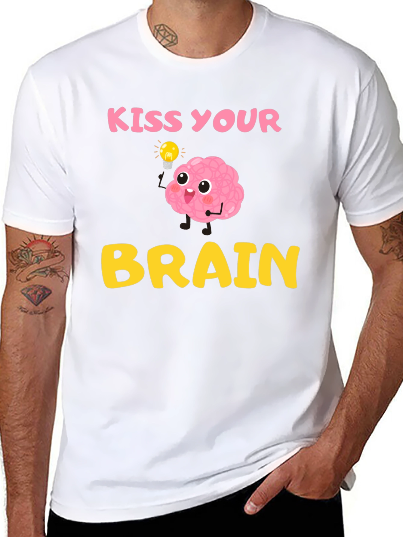 Kiss Your Brain T-Shirt - Funny Brain Cartoon Tee