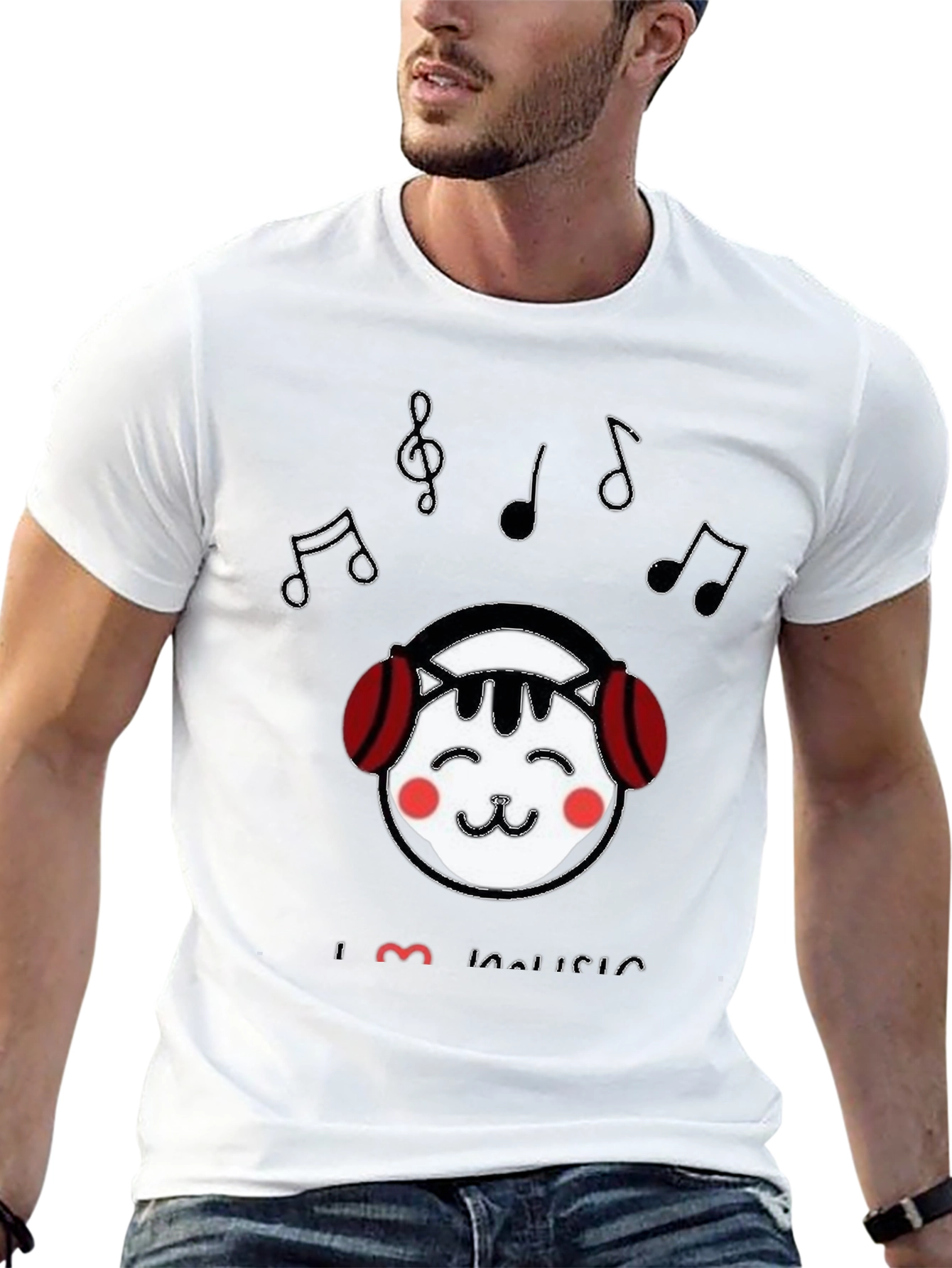 I Love Music Cat T-Shirt