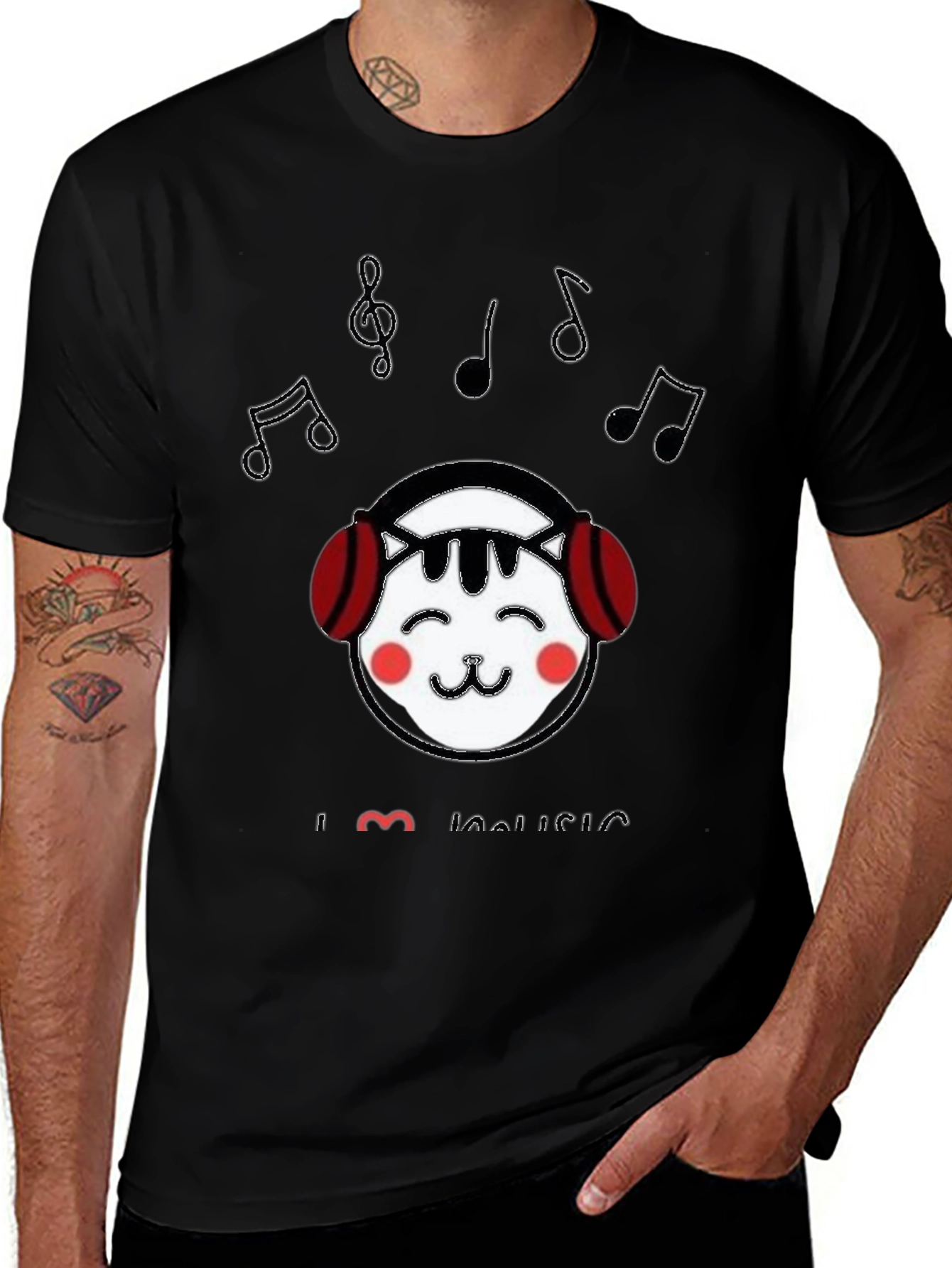 I Love Music Cat T-Shirt