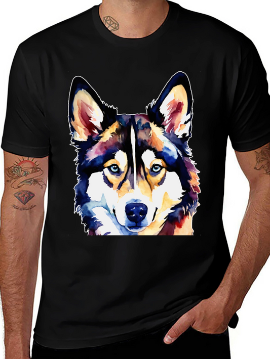 Watercolor Husky Dog T-Shirt