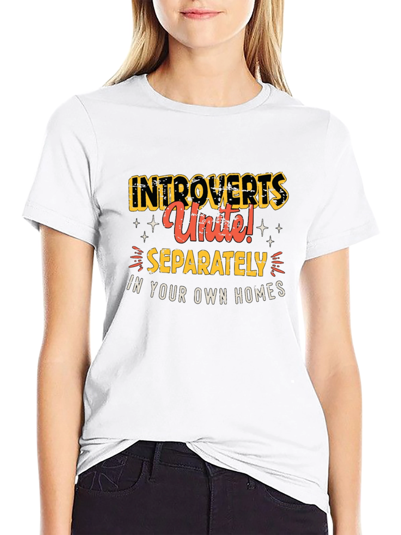 Introvert Unite T-Shirt - Black Crew Neck Tee