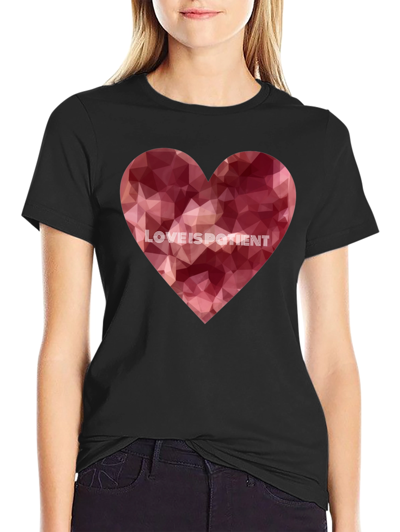 Love Is Patient Heart Graphic Tee - Black