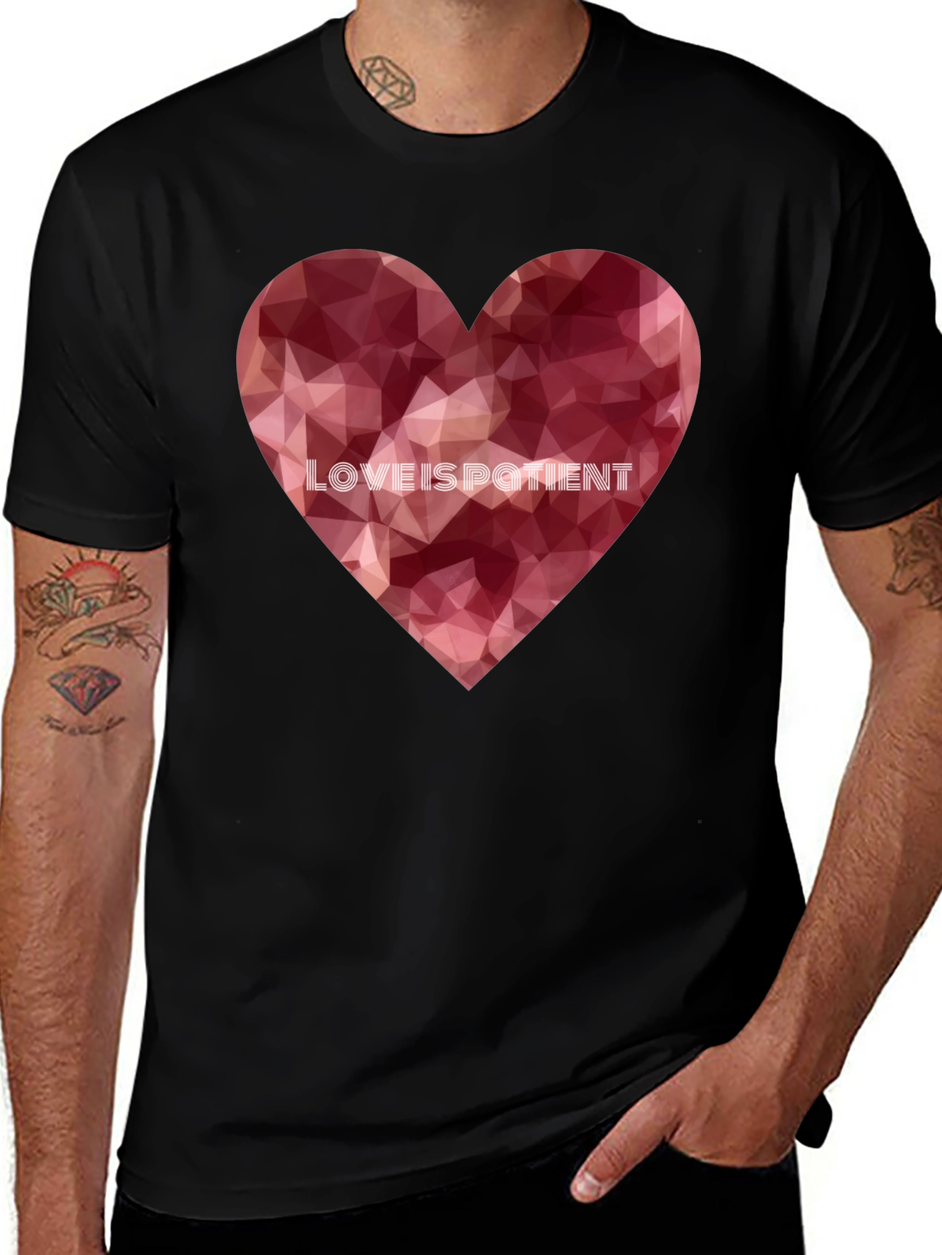 Love Is Patient Heart Graphic Tee - Black