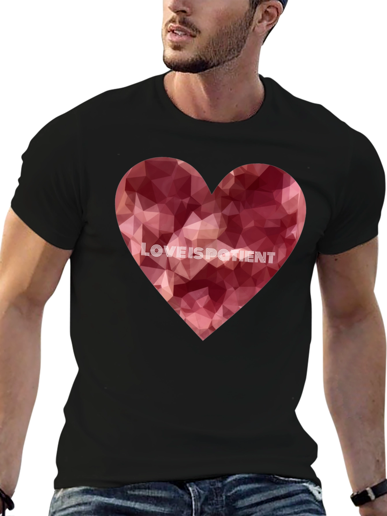 Love Is Patient Heart Graphic Tee - Black