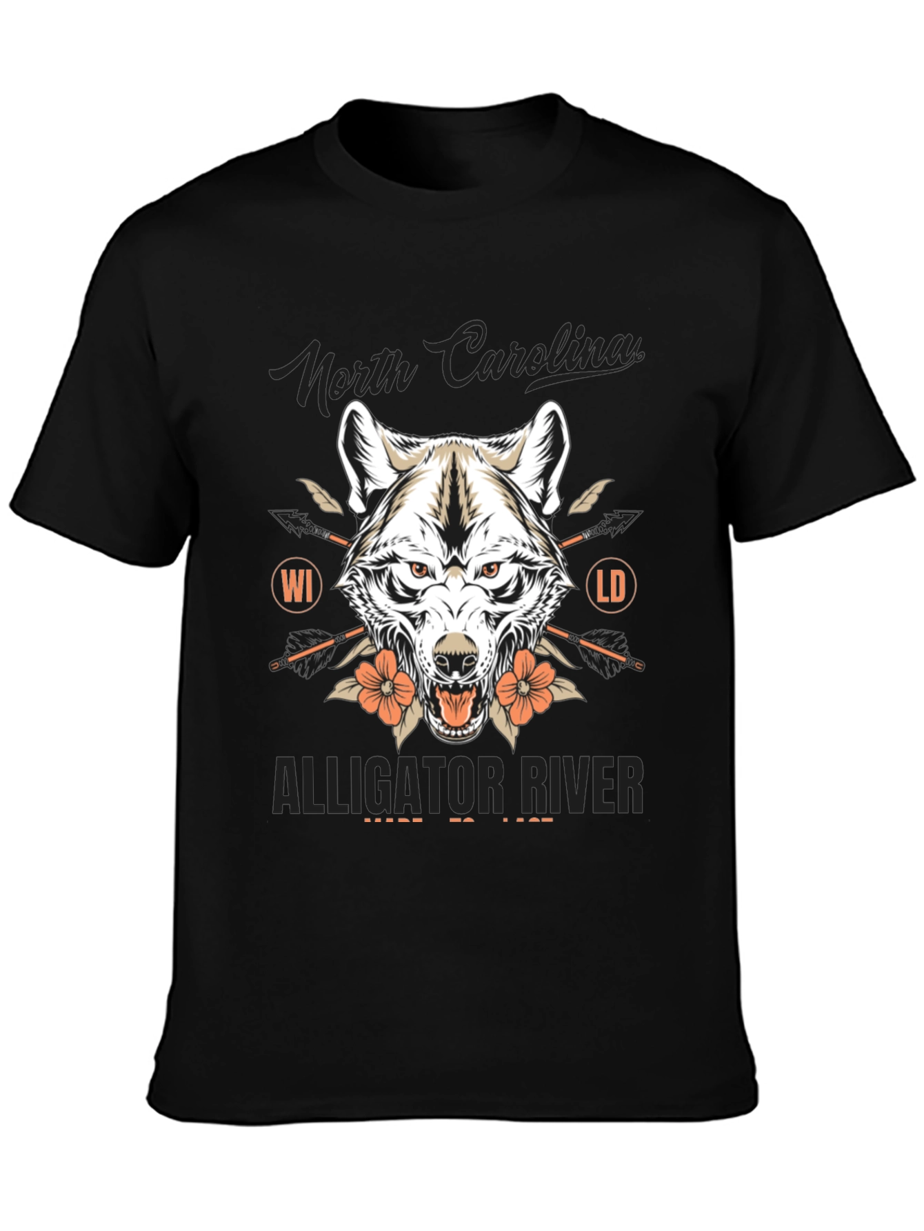 North Carolina Alligator River Wolf Graphic Tee