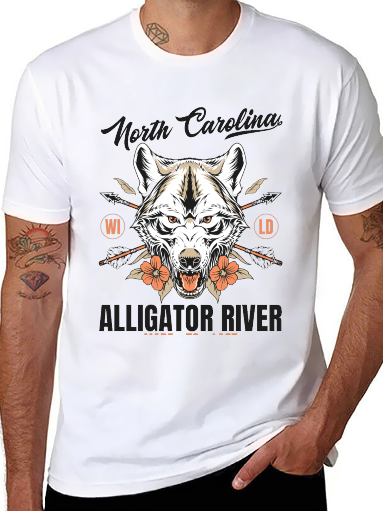 North Carolina Alligator River Wolf Graphic Tee