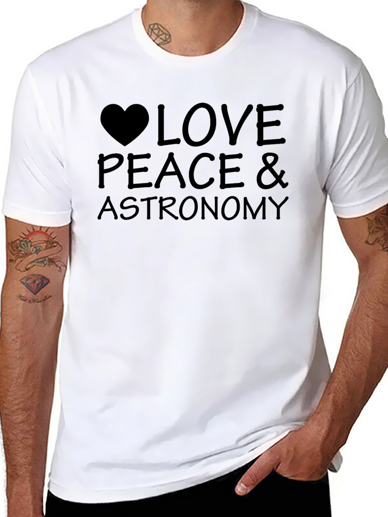 Love Peace & Astronomy Black T-Shirt
