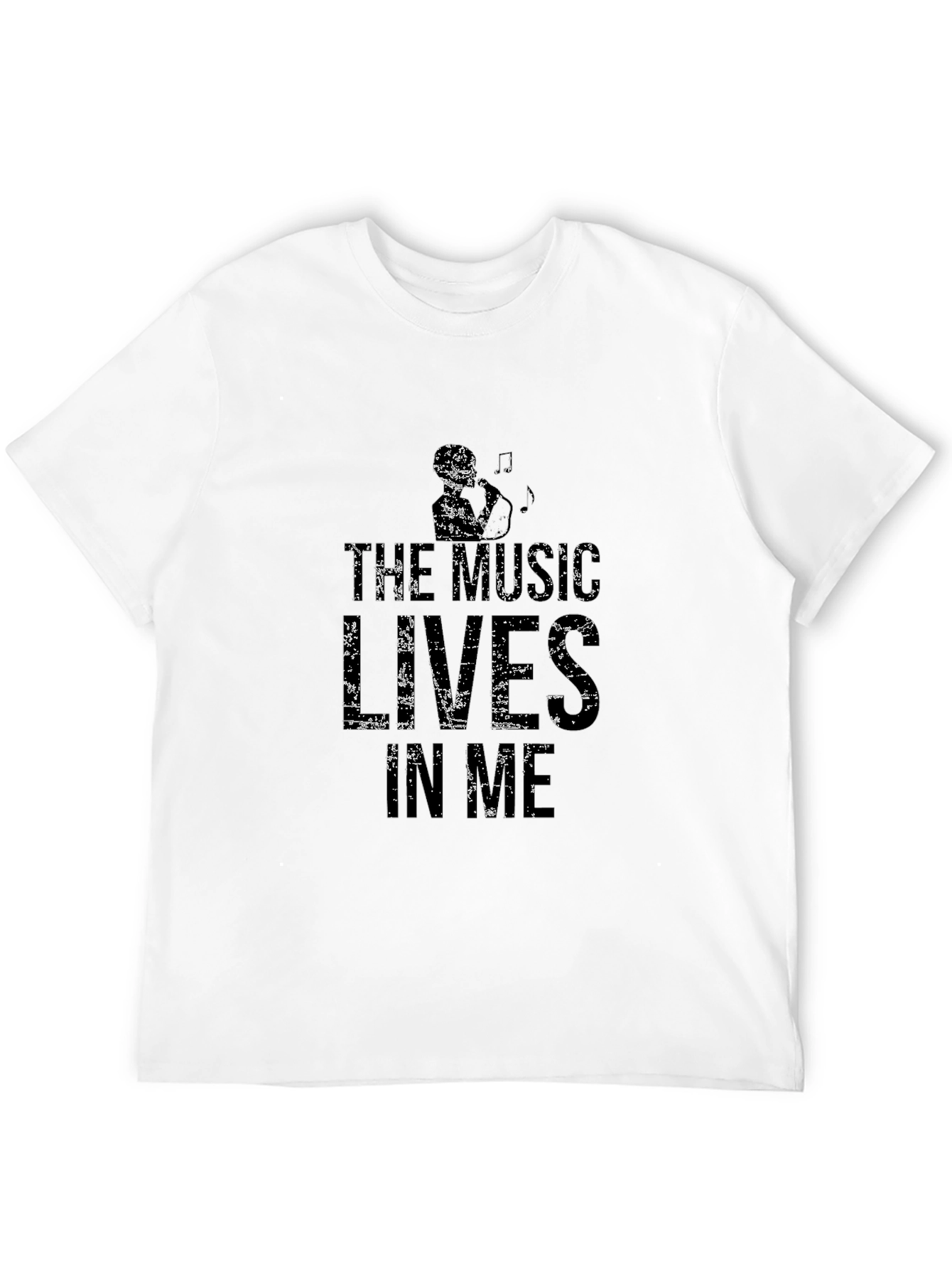 The Music Lives In Me Black Graphic T-Shirt